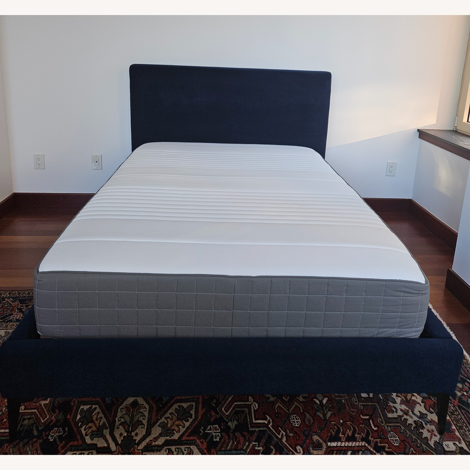 West Elm Emmett Blue Velvet Full Bed - image-2