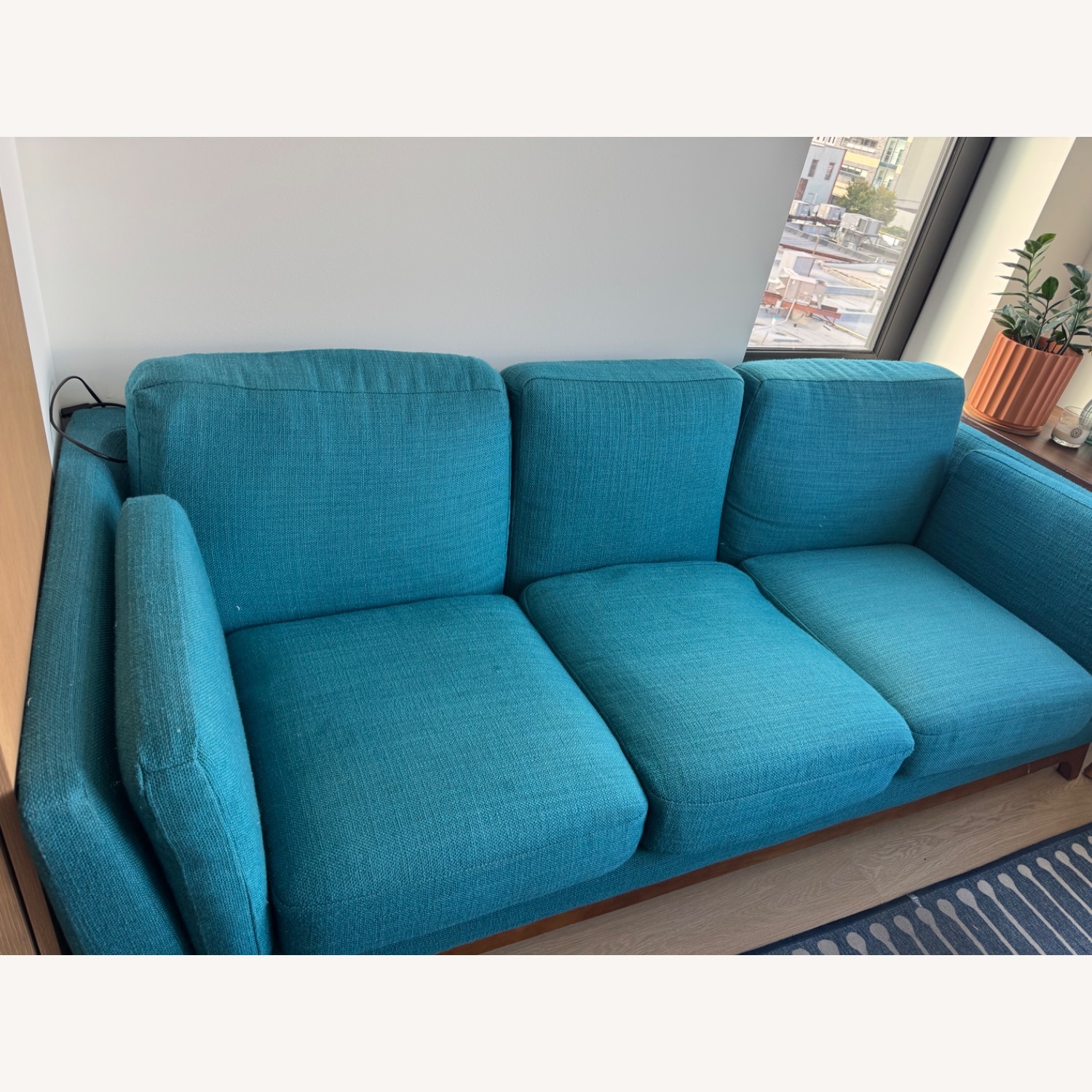 Article Ceni Blue Fabric 3+ Seater Sofa - image-1