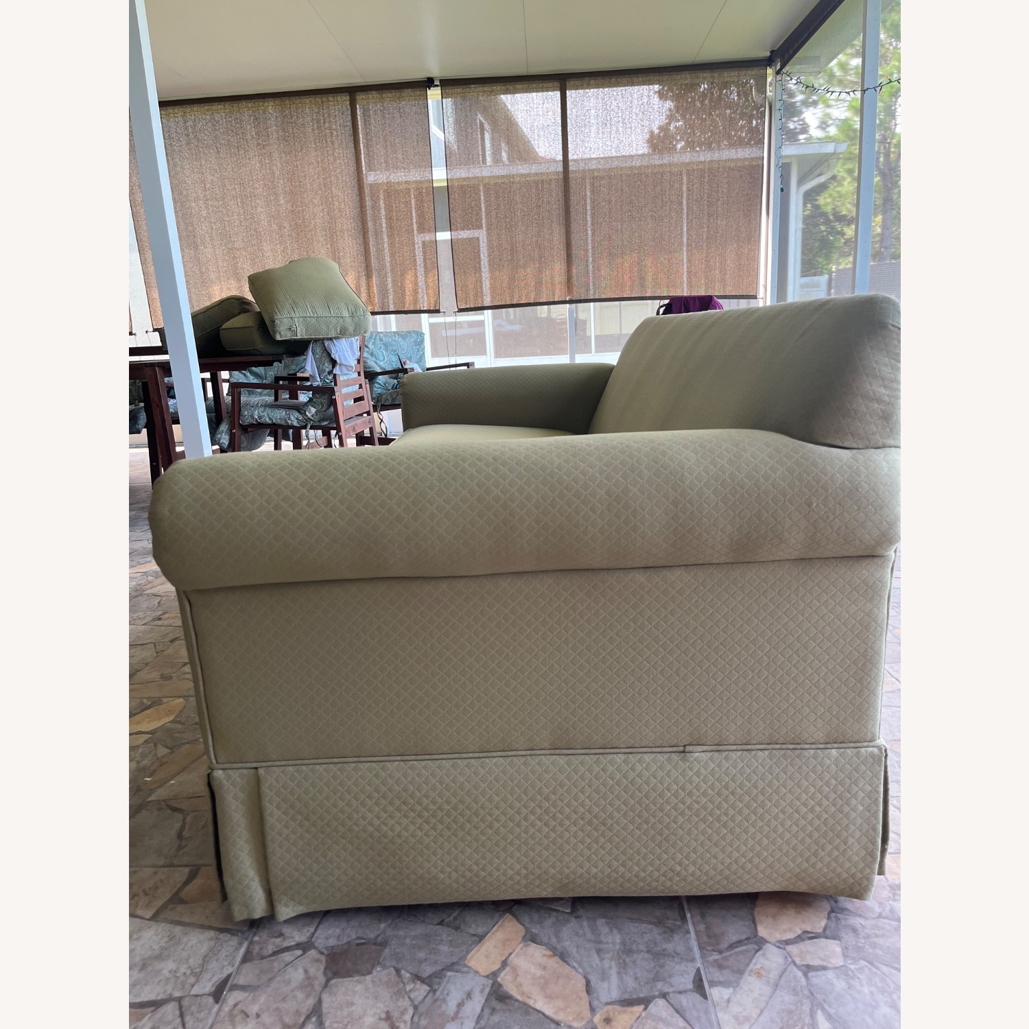 Ethan Allen Green Polyester 3+ Seater Sofa - image-2