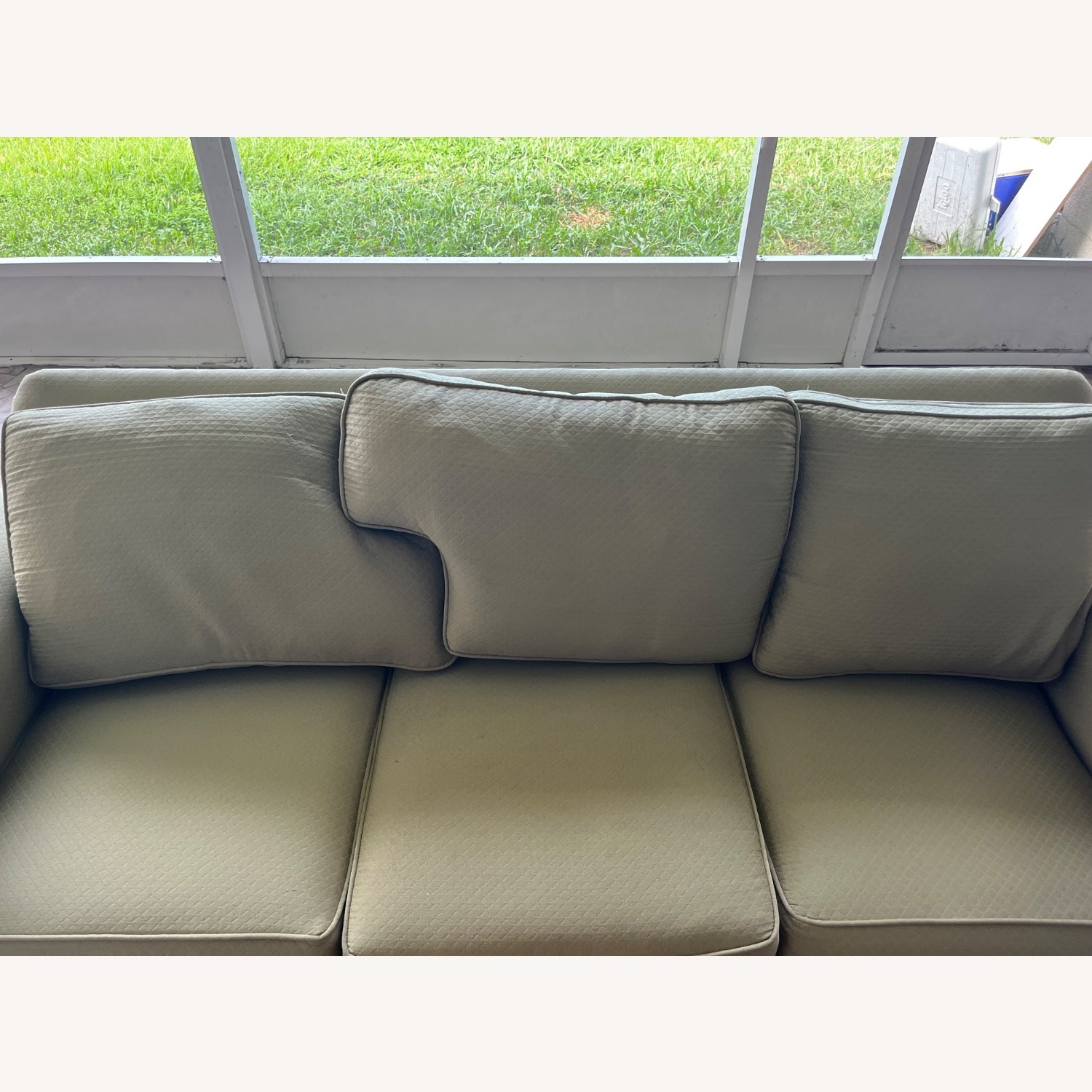 Ethan Allen Green Polyester 3+ Seater Sofa - image-9