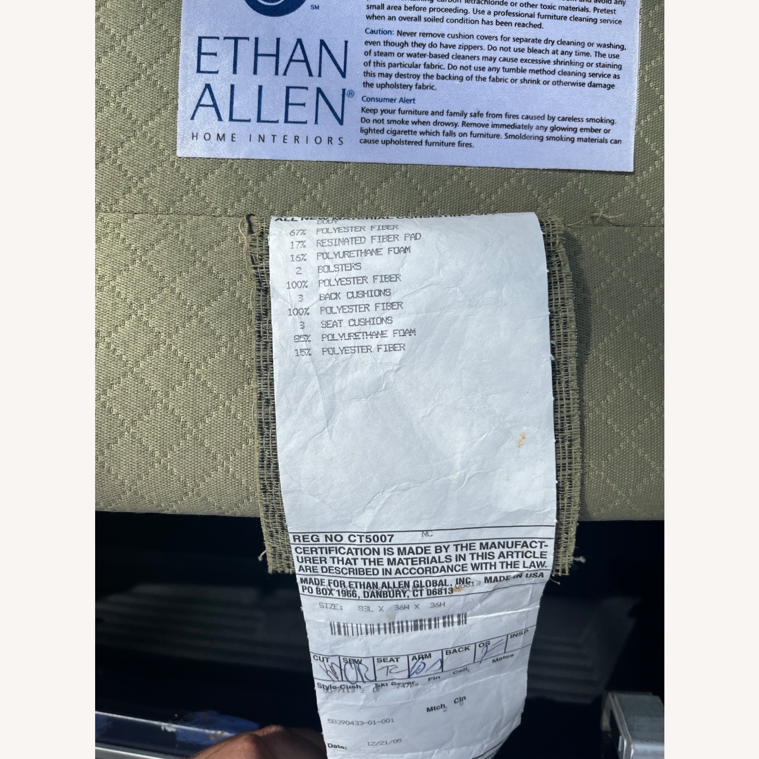 Ethan Allen Green Polyester 3+ Seater Sofa - image-10