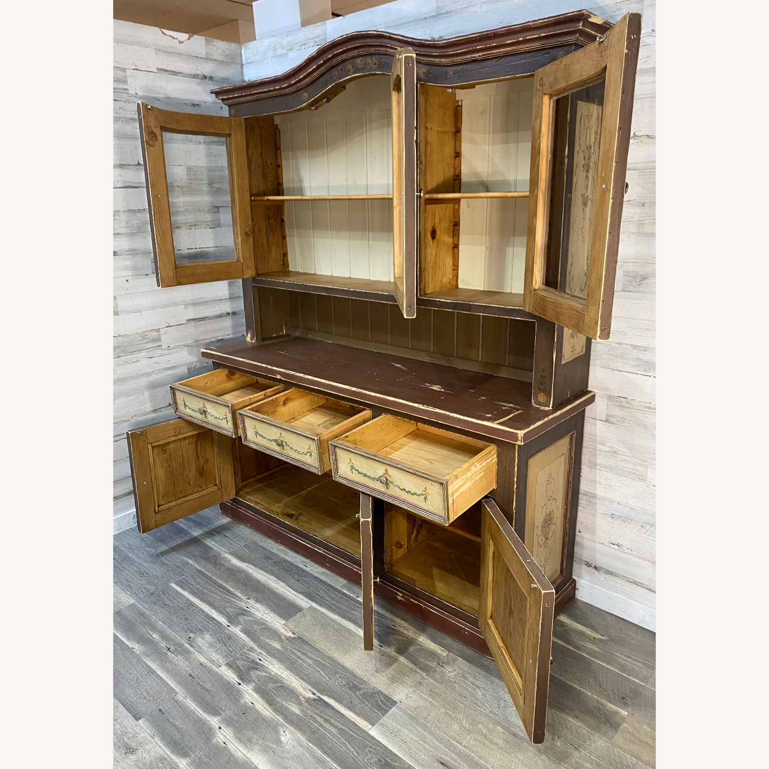 Large Antique European Country Hutch Imported - image-8