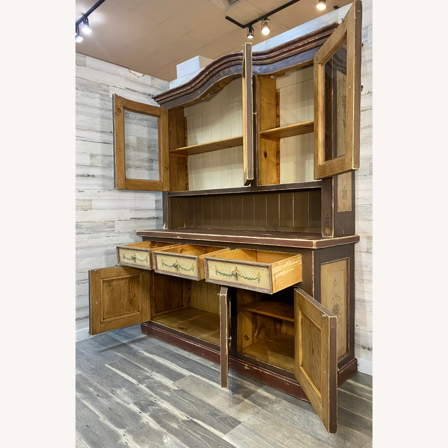 Large Antique European Country Hutch Imported - image-9