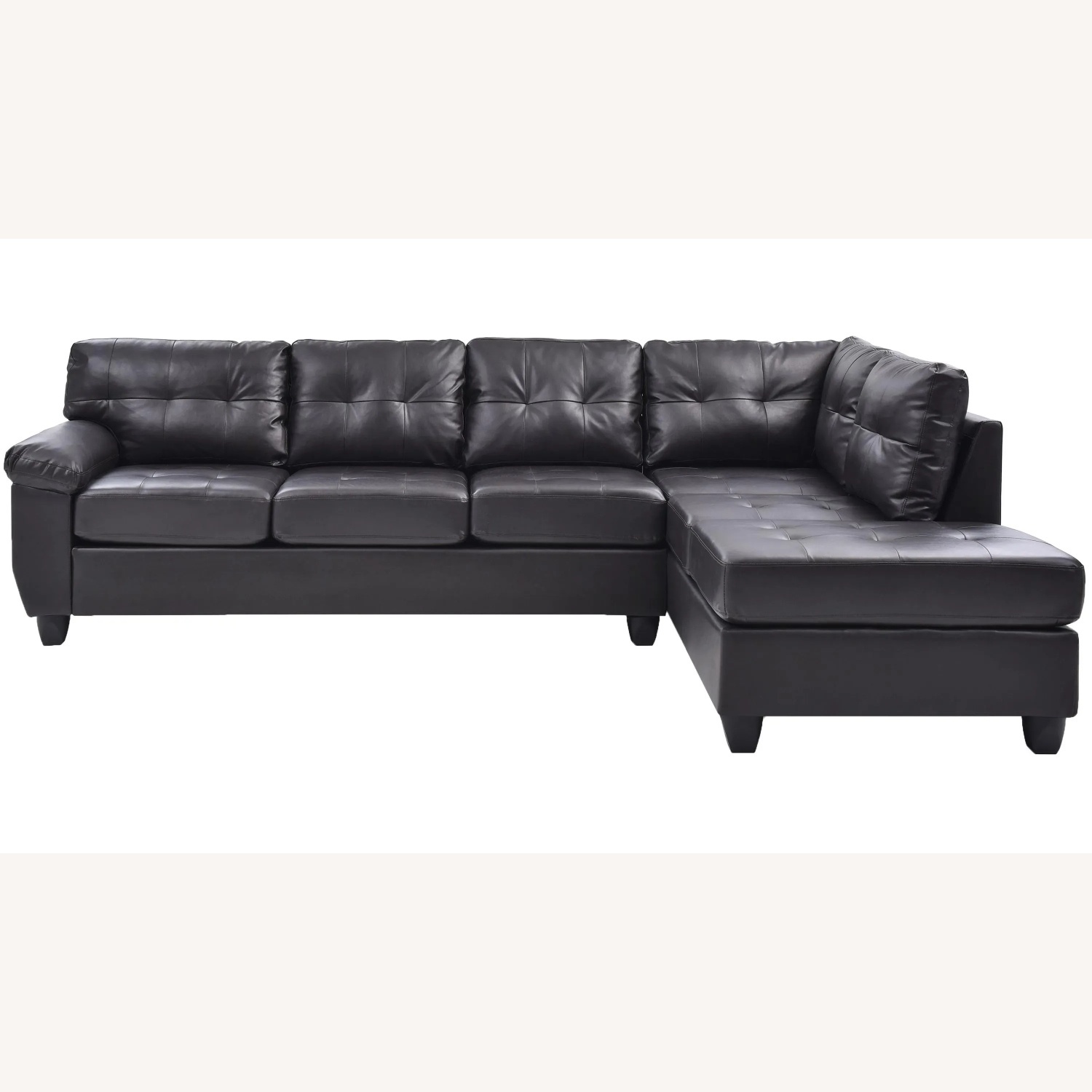 Raymour & Flanigan Gallant Black Leather Sectional Sofa - image-4
