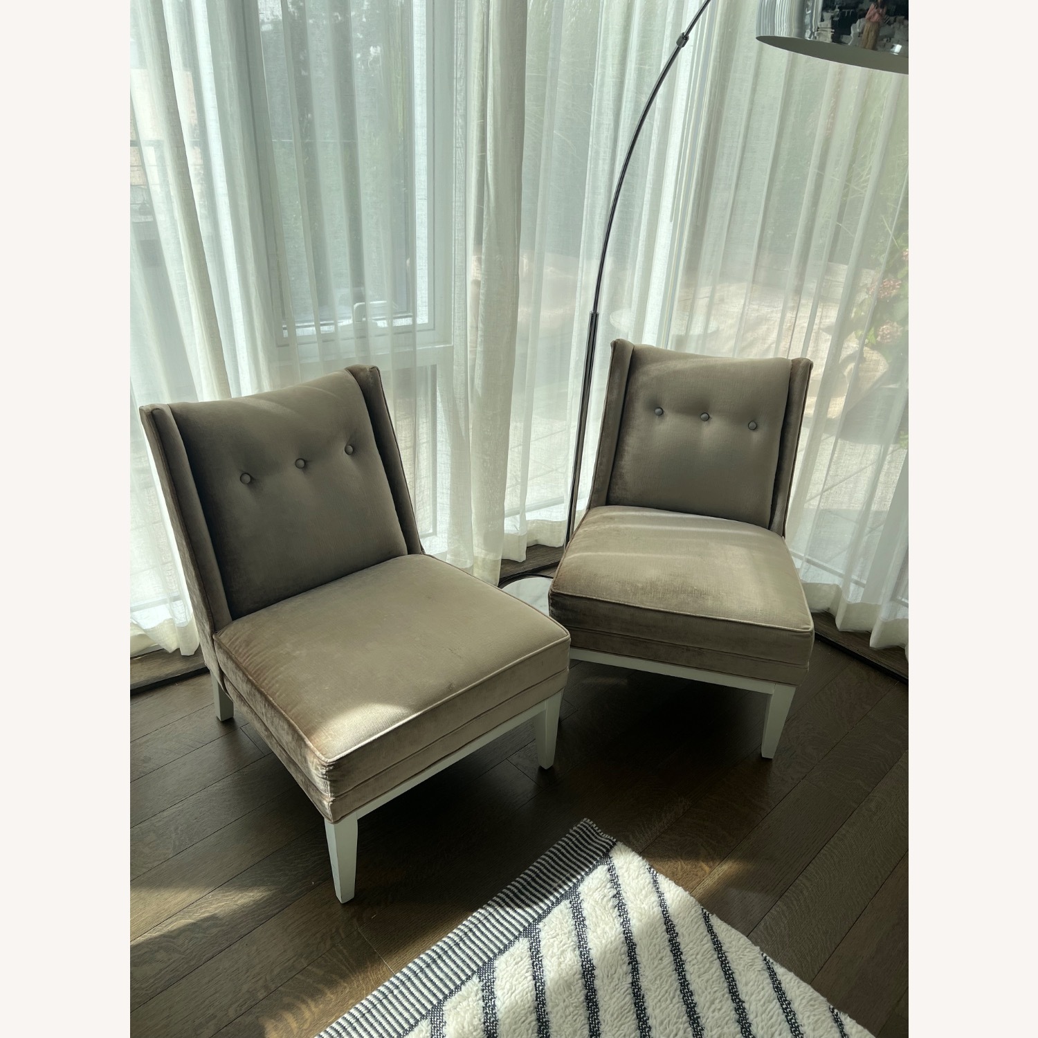 Jonathan Adler Morrow Gray Velvet Slipper Chairs - image-1