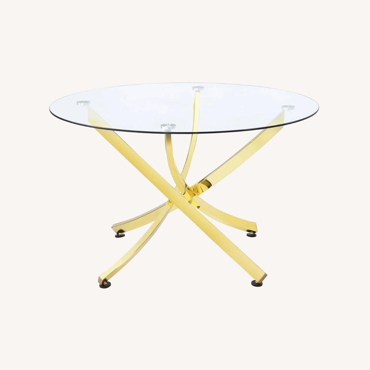 Axtell Round Glass Top Metal Base Dining Table - image-0