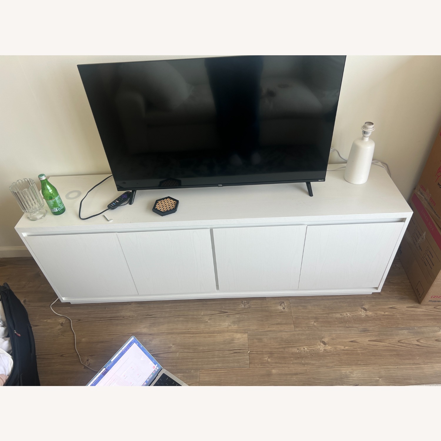 White Wood TV Stand/Console - image-3
