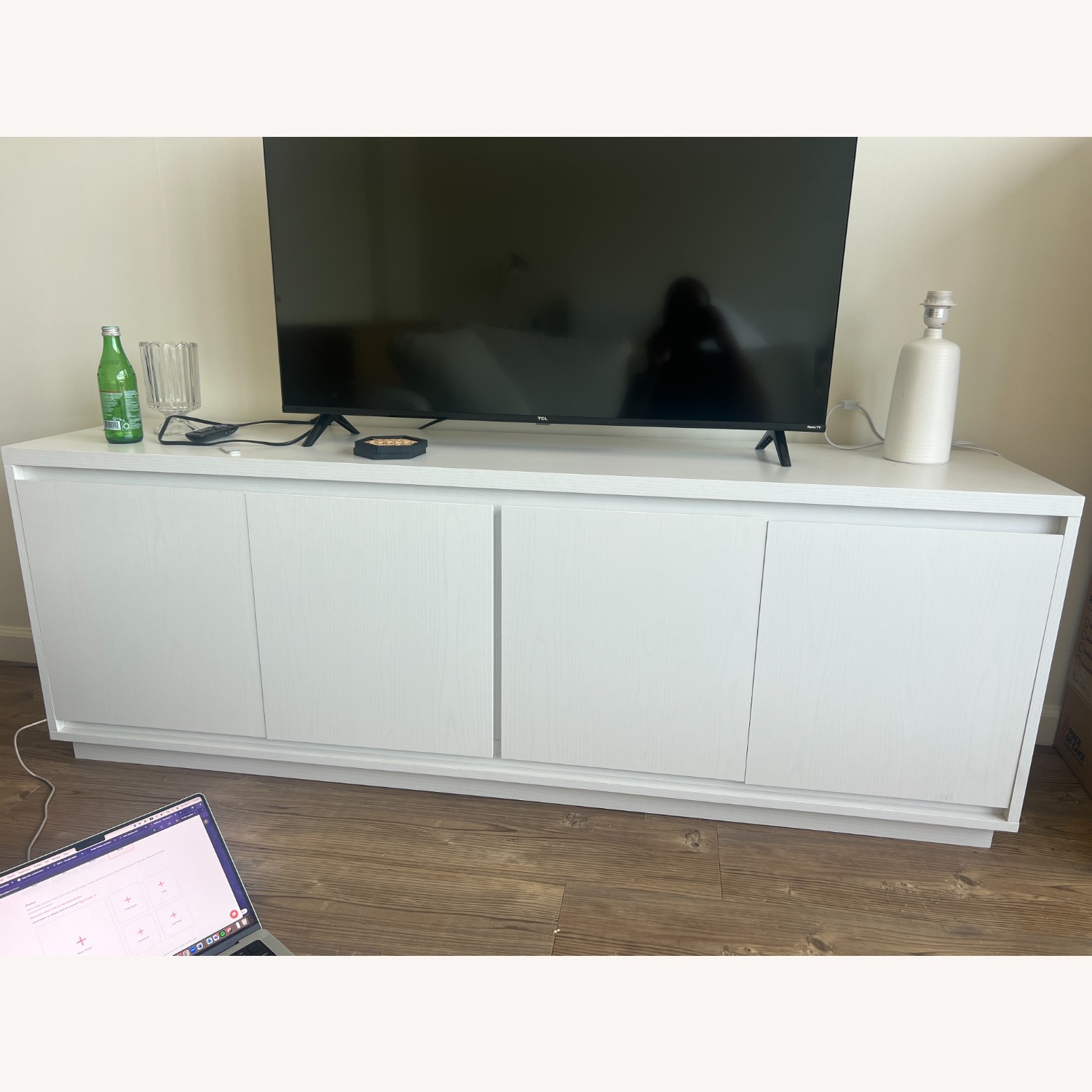 White Wood TV Stand/Console - image-1