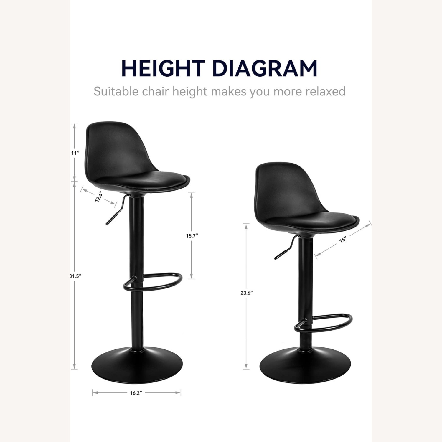 Nalupatio Black Modern Bar Stools - image-4