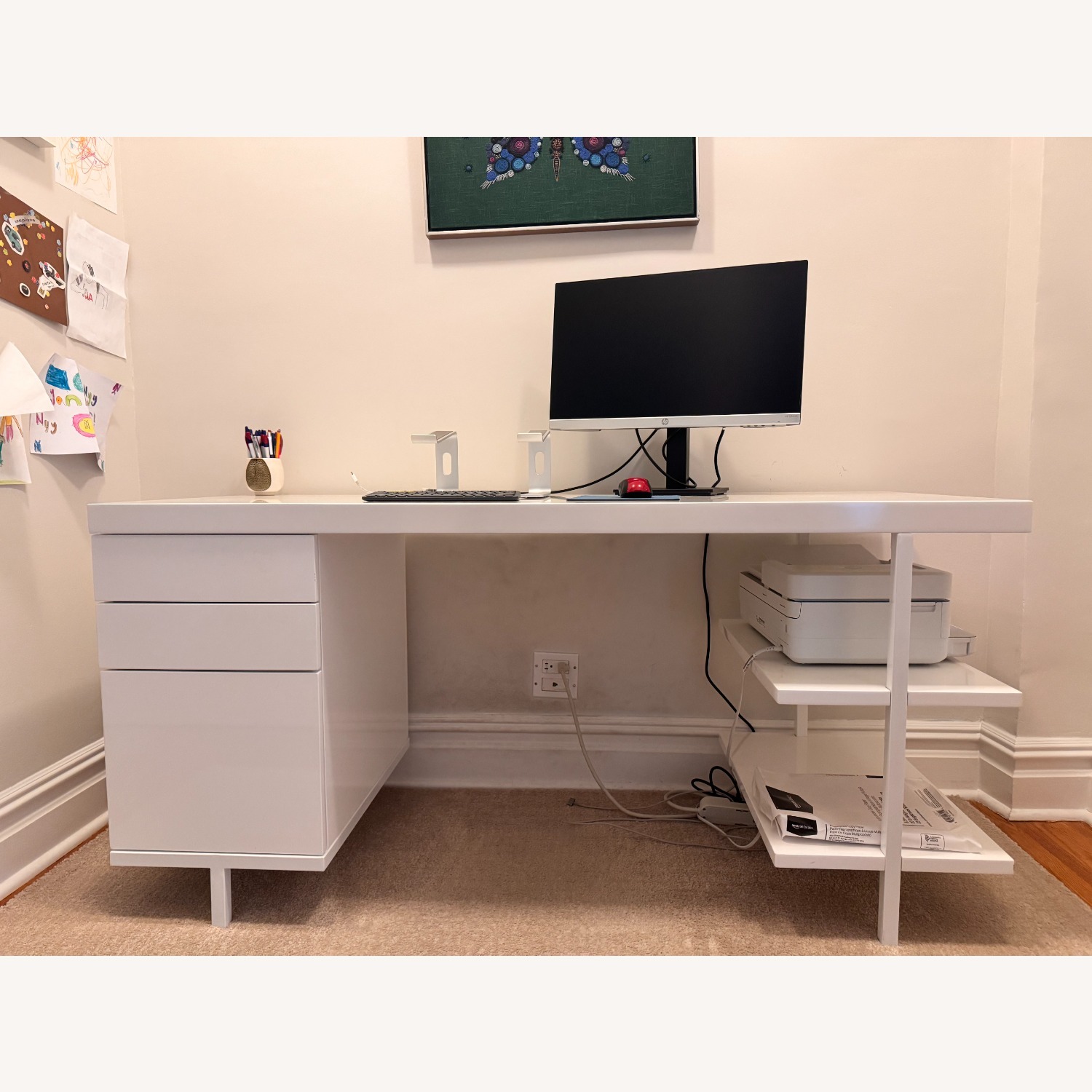 CB2 Stairway Modular Desk White Wood Desk - image-1
