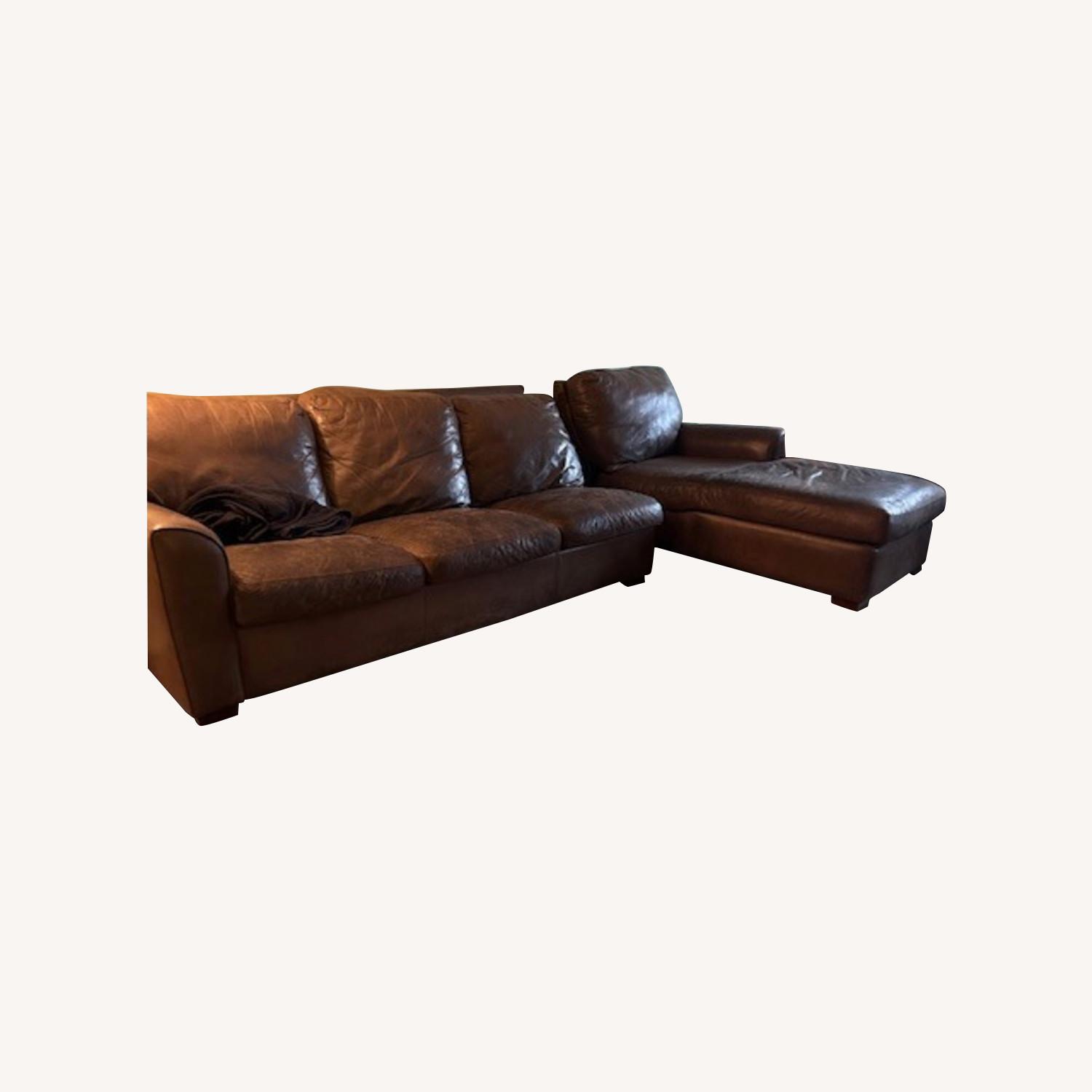 Custom made Brown Italian Leather Couch - image-0