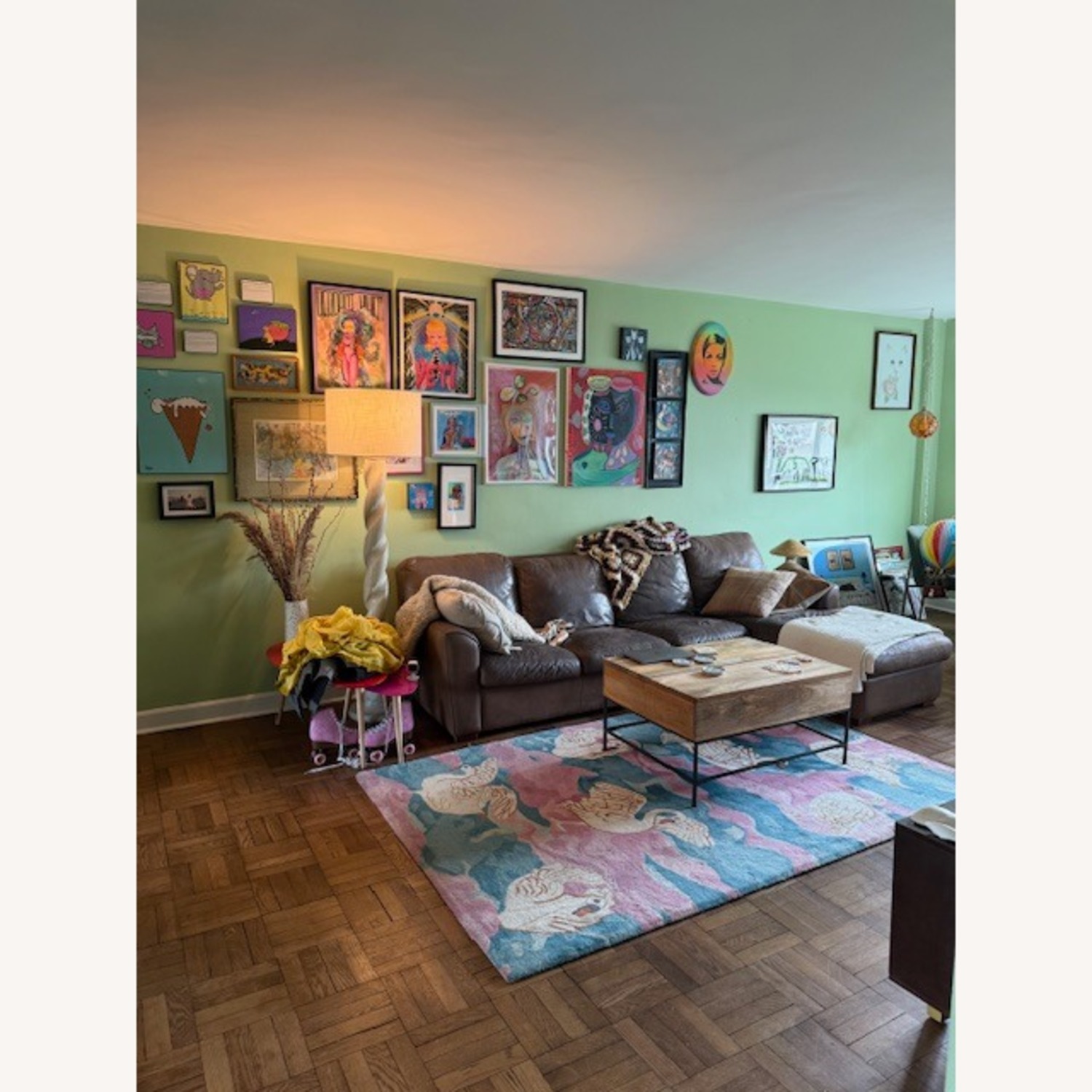 Custom made Brown Italian Leather Couch - image-2