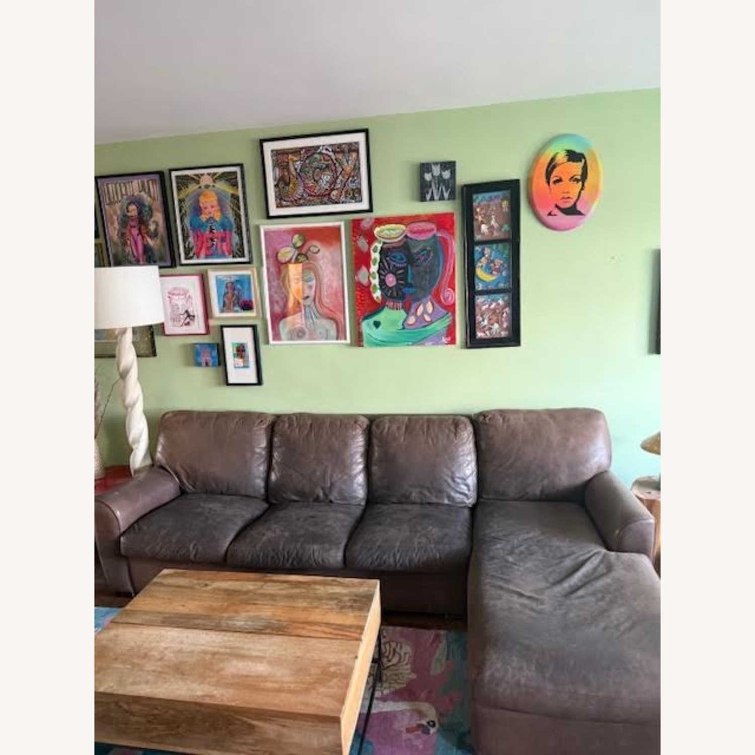 Custom made Brown Italian Leather Couch - image-4