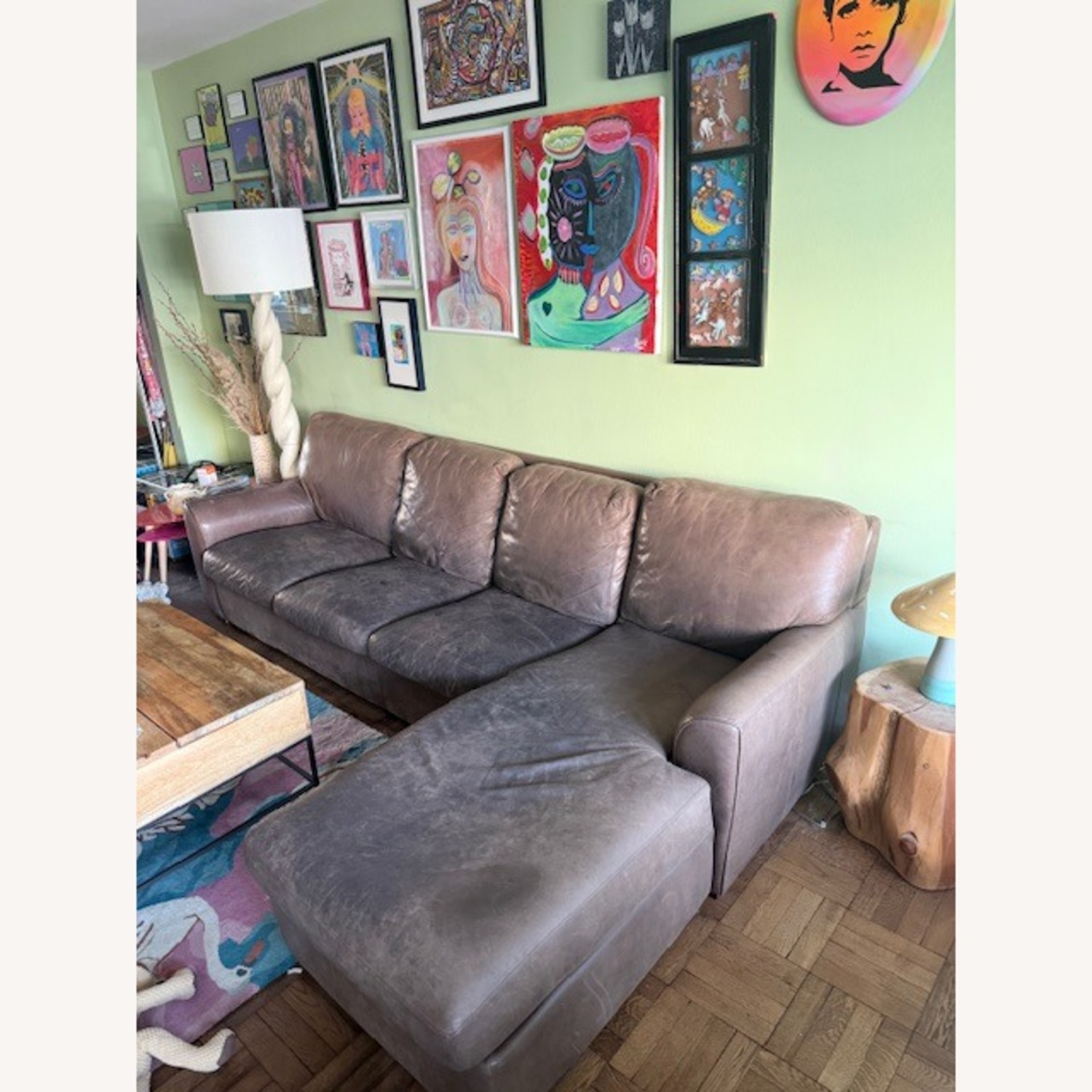 Custom made Brown Italian Leather Couch - image-3