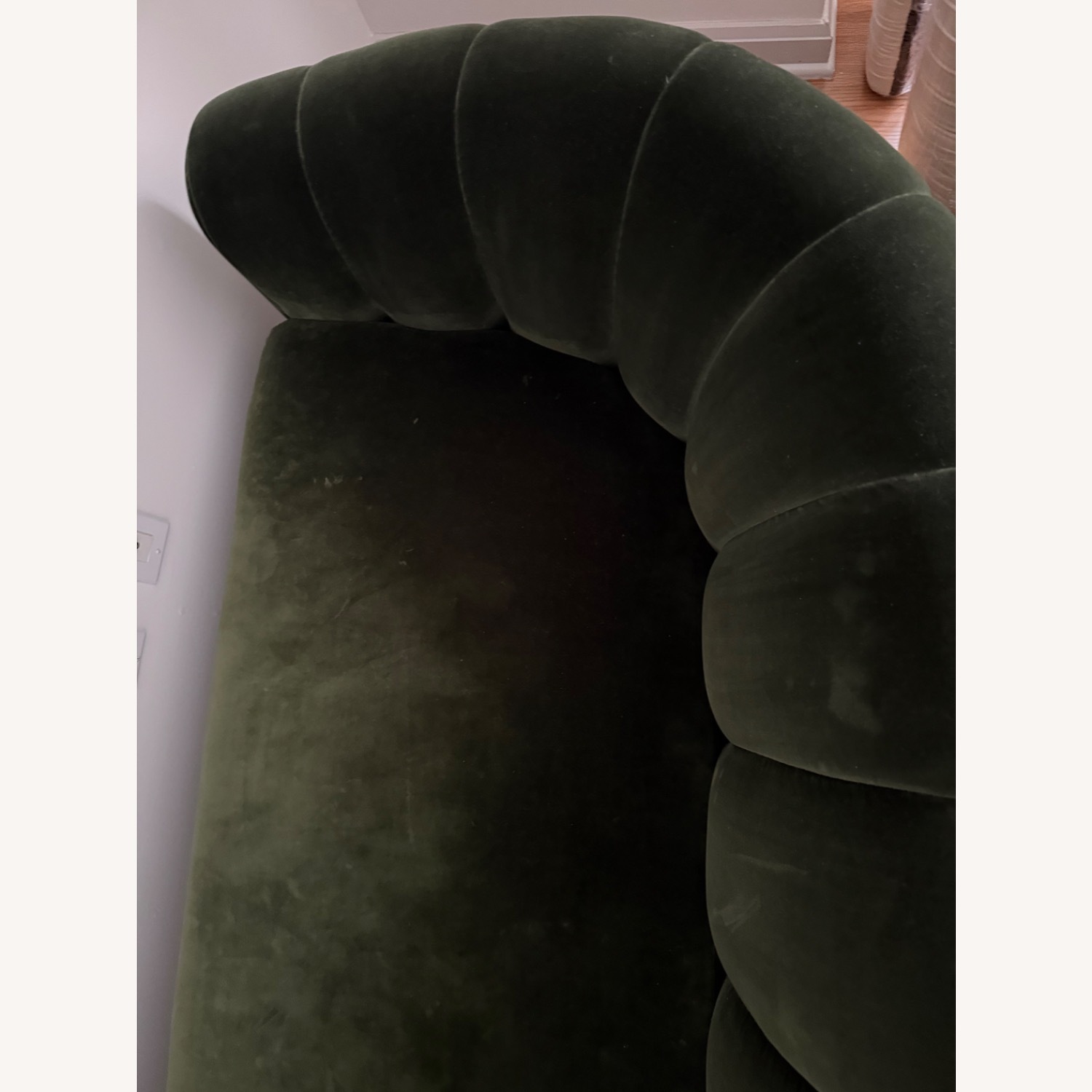 CB2 Fitz 72.5" Channeled Green Velvet Loveseat - image-5