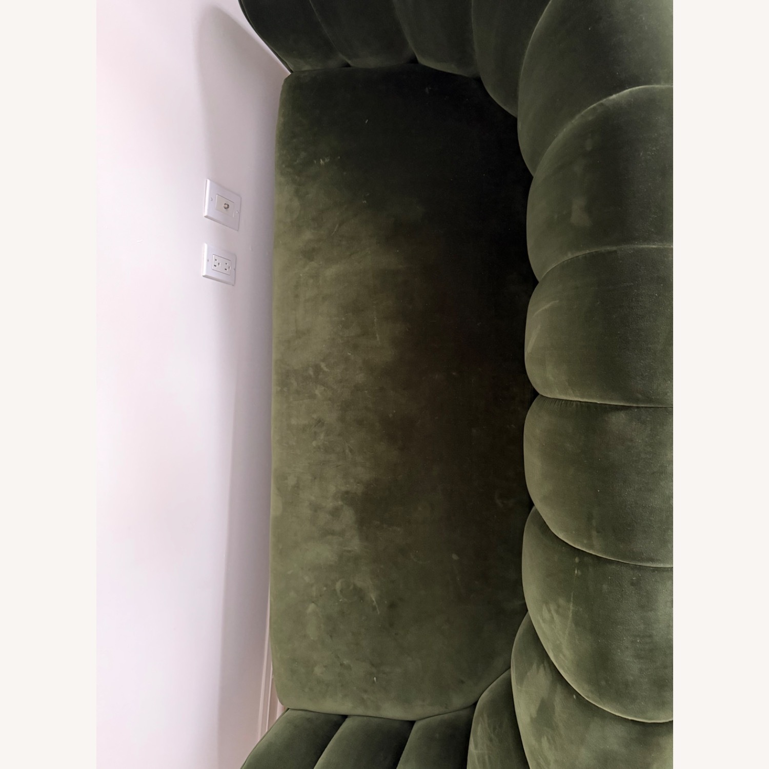CB2 Fitz 72.5" Channeled Green Velvet Loveseat - image-22
