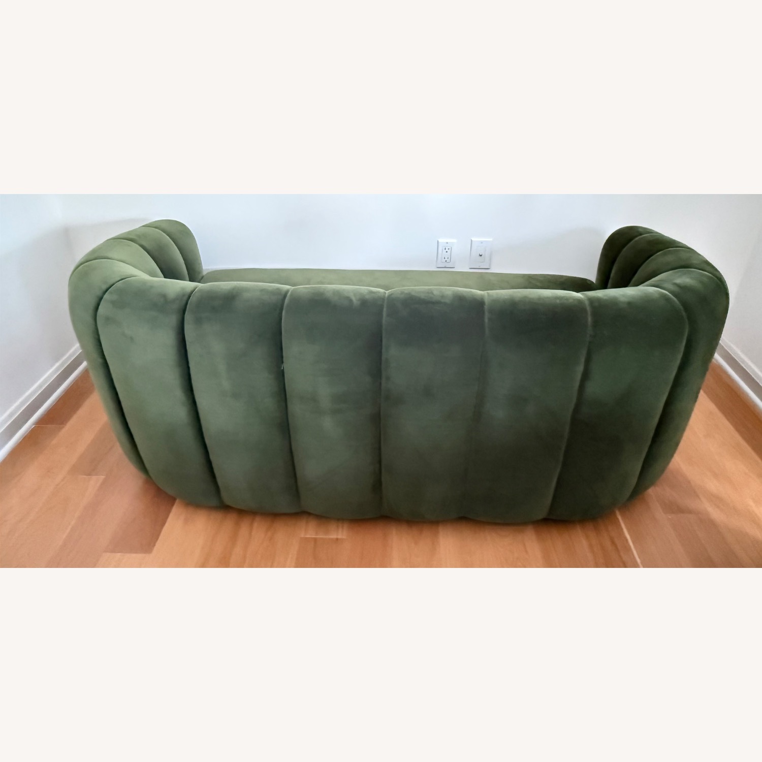 CB2 Fitz 72.5" Channeled Green Velvet Loveseat - image-3