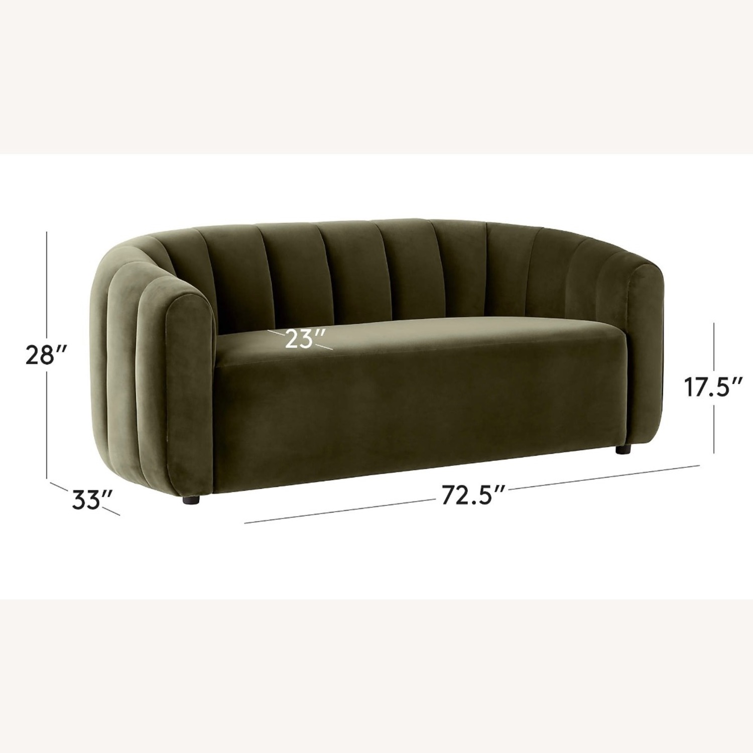 CB2 Fitz 72.5" Channeled Green Velvet Loveseat - image-8