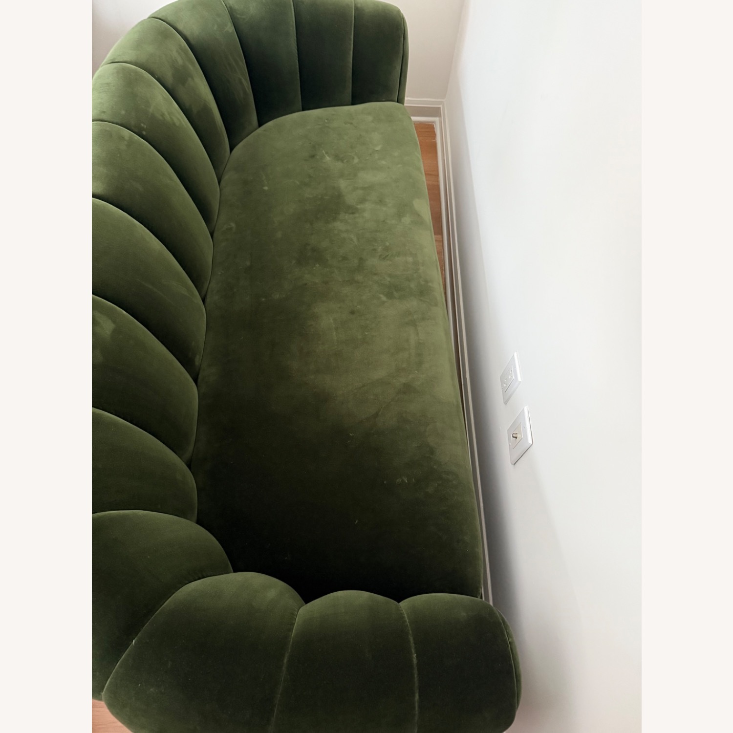 CB2 Fitz 72.5" Channeled Green Velvet Loveseat - image-4