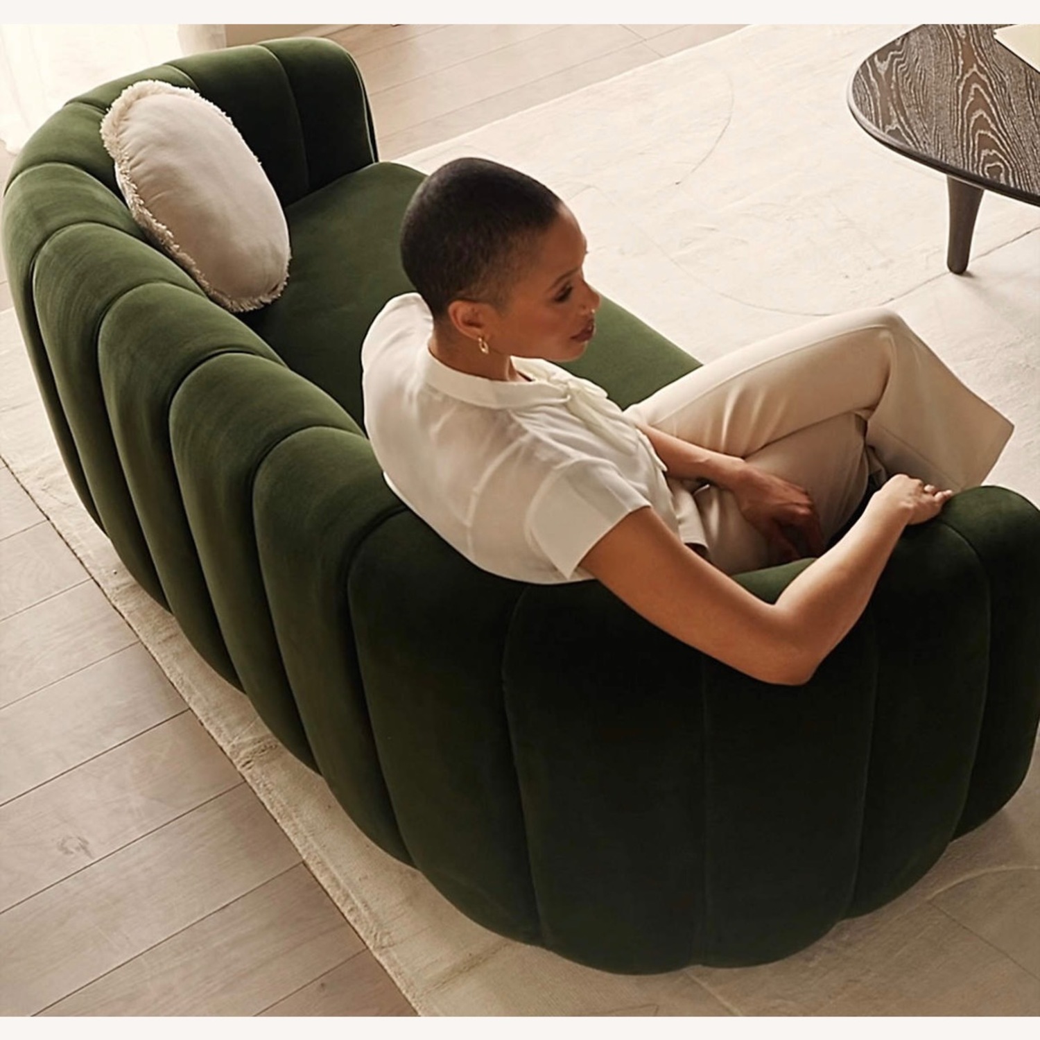 CB2 Fitz 72.5" Channeled Green Velvet Loveseat - image-10