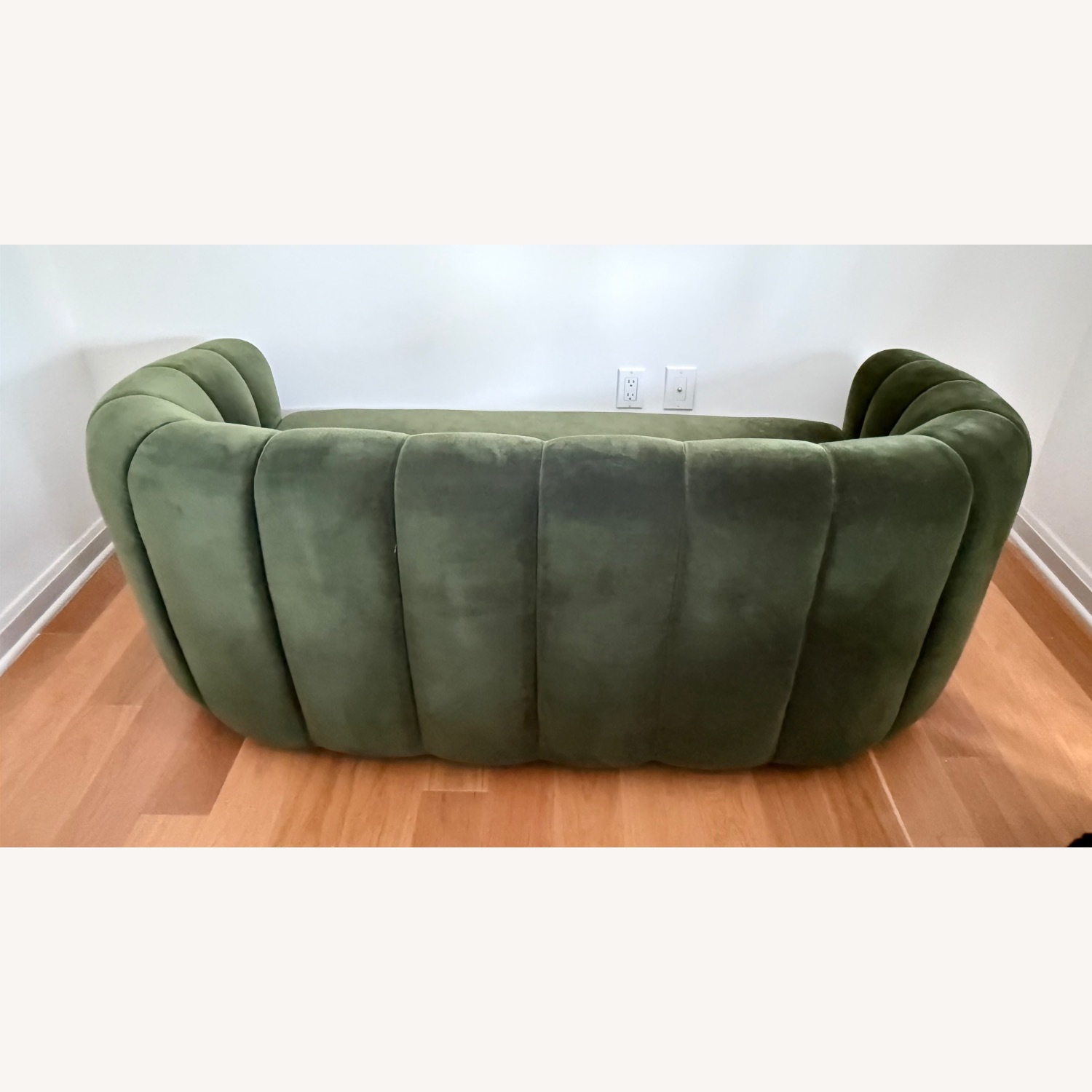 CB2 Fitz 72.5" Channeled Green Velvet Loveseat - image-18