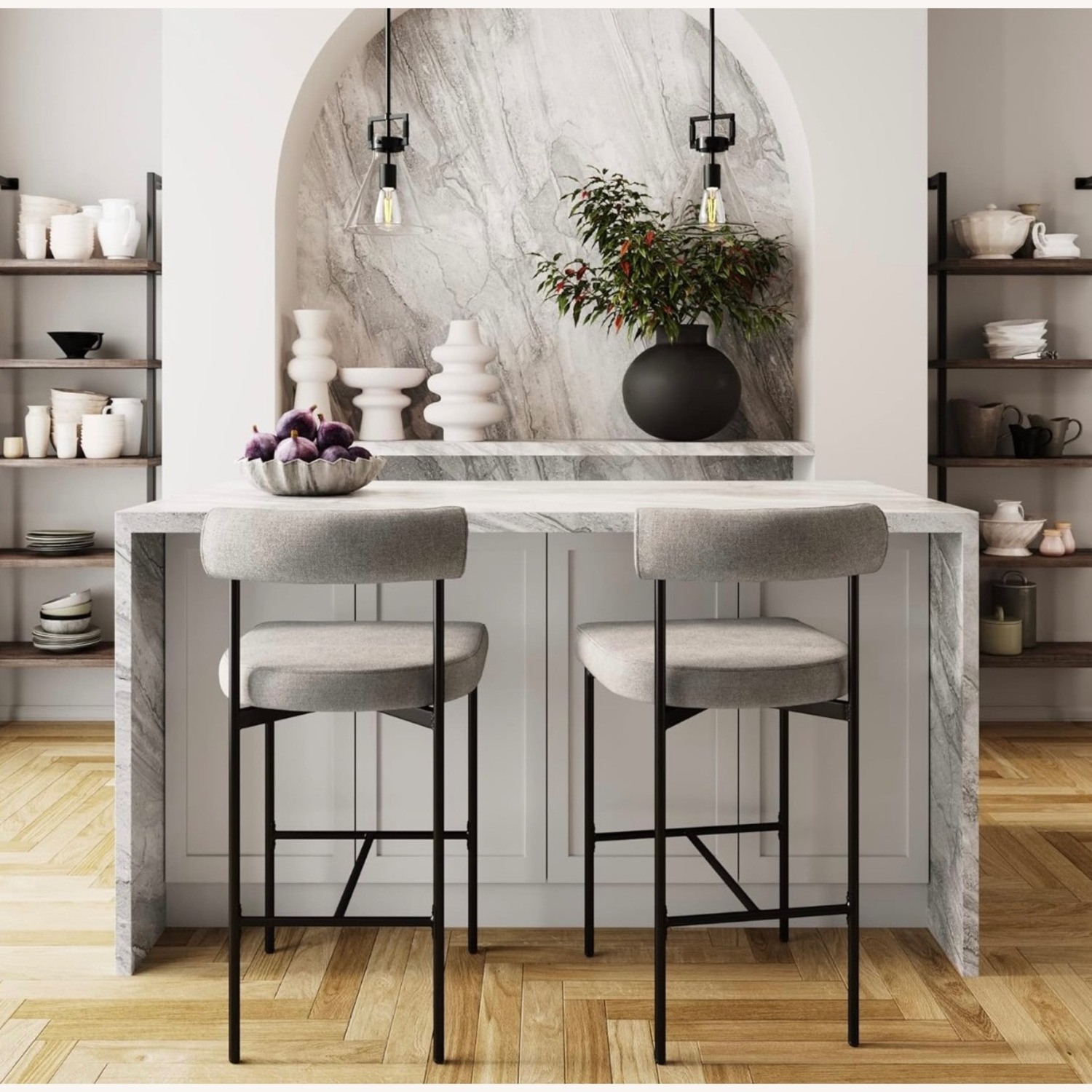 Nathan James Dahlia Counter Height Chair, Modern Barstool with Back Set Of 2 - image-1