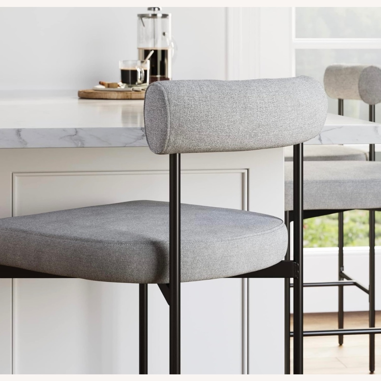 Nathan James Dahlia Counter Height Chair, Modern Barstool with Back Set Of 2 - image-2