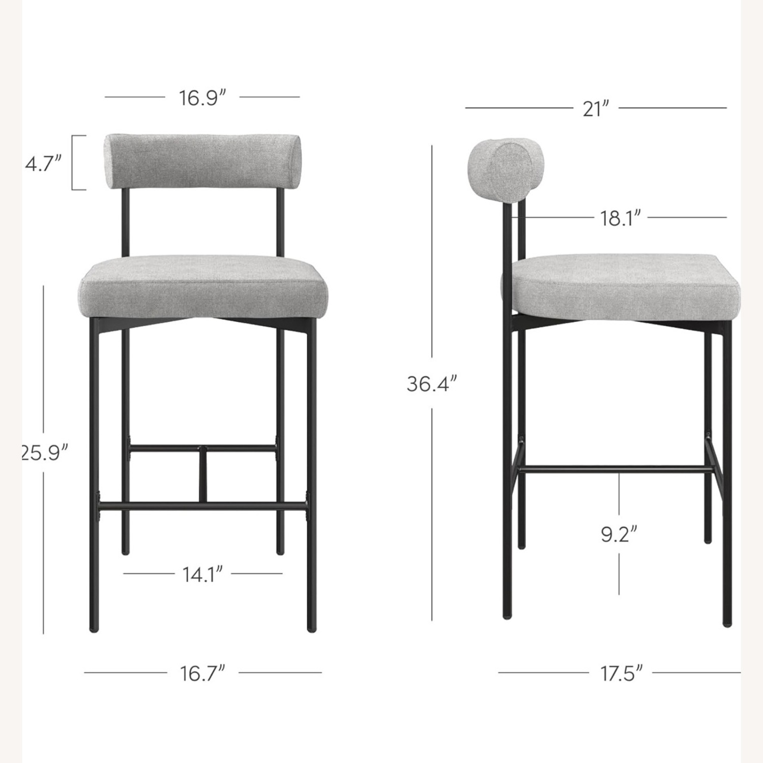 Nathan James Dahlia Counter Height Chair, Modern Barstool with Back Set Of 2 - image-4
