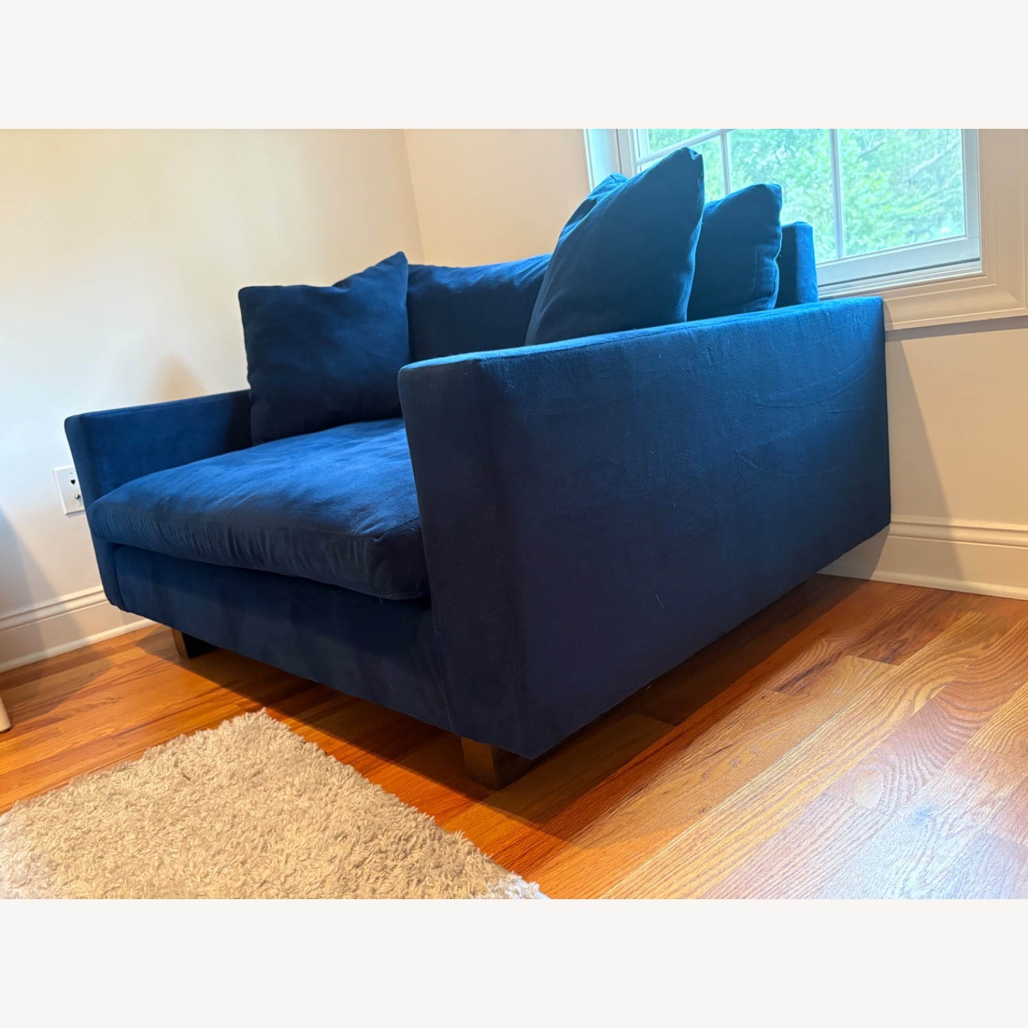 West Elm Harmony Blue Velvet Loveseat - image-3