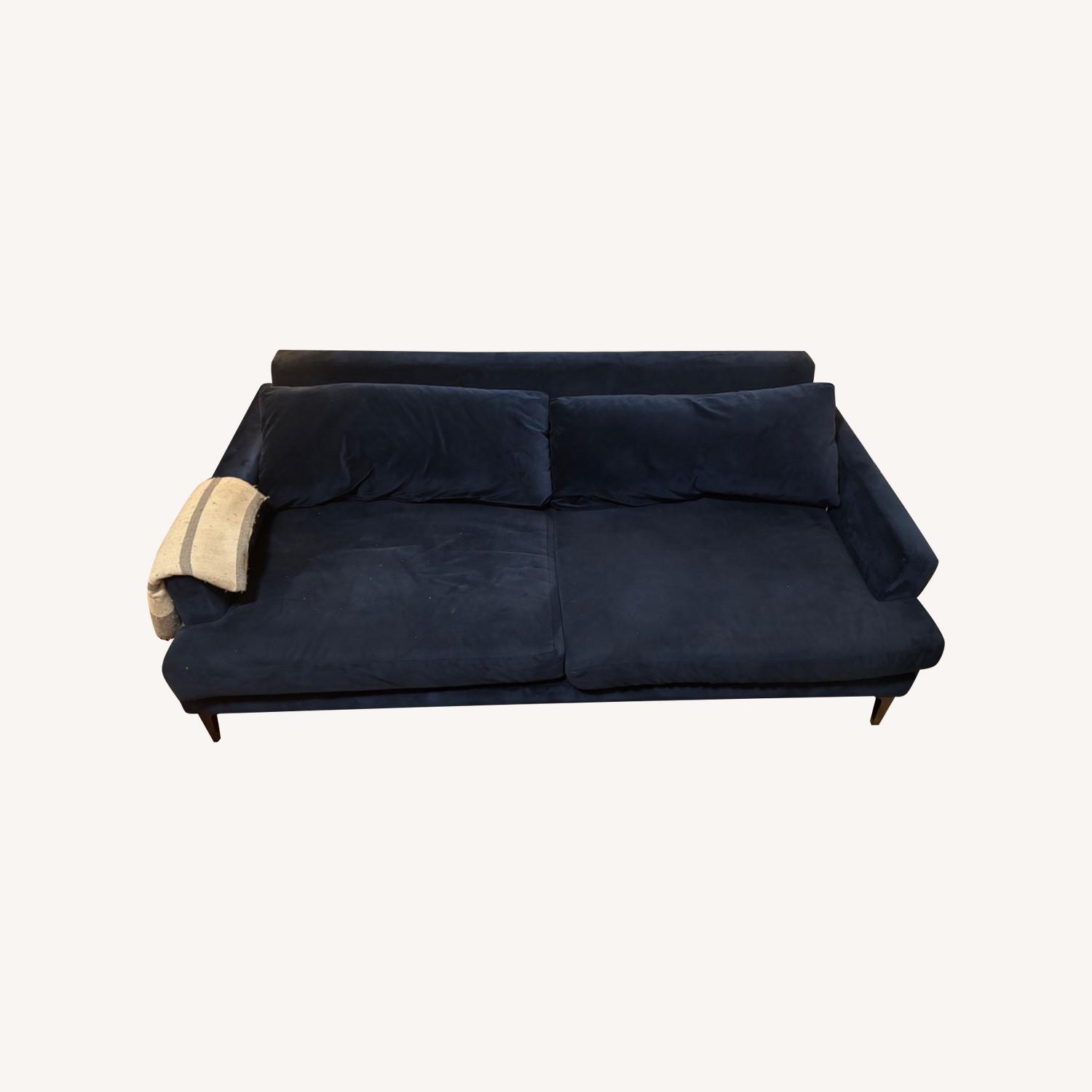 West Elm Andes Blue Velvet 2 Seater Sofa - image-5