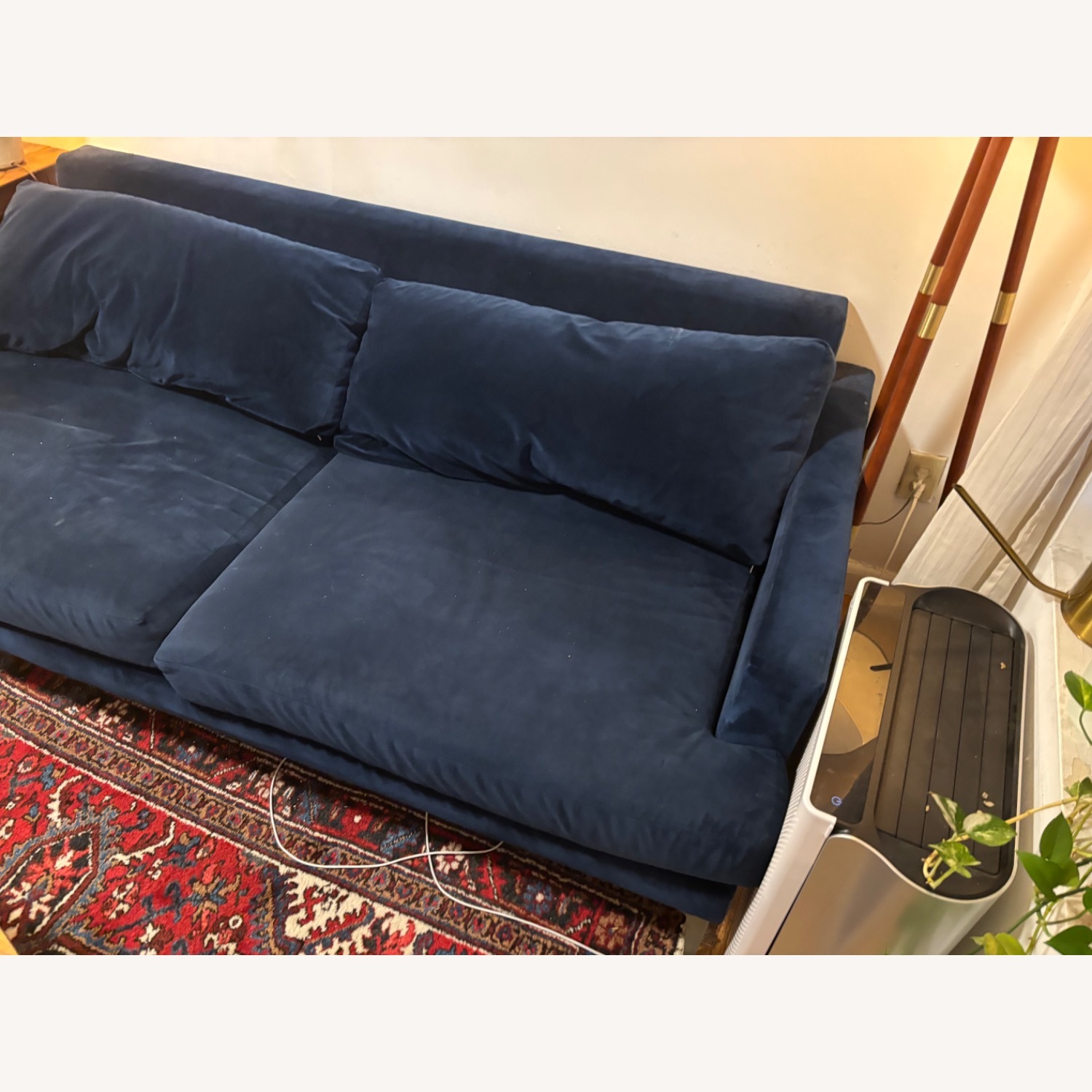 West Elm Andes Blue Velvet 2 Seater Sofa - image-3