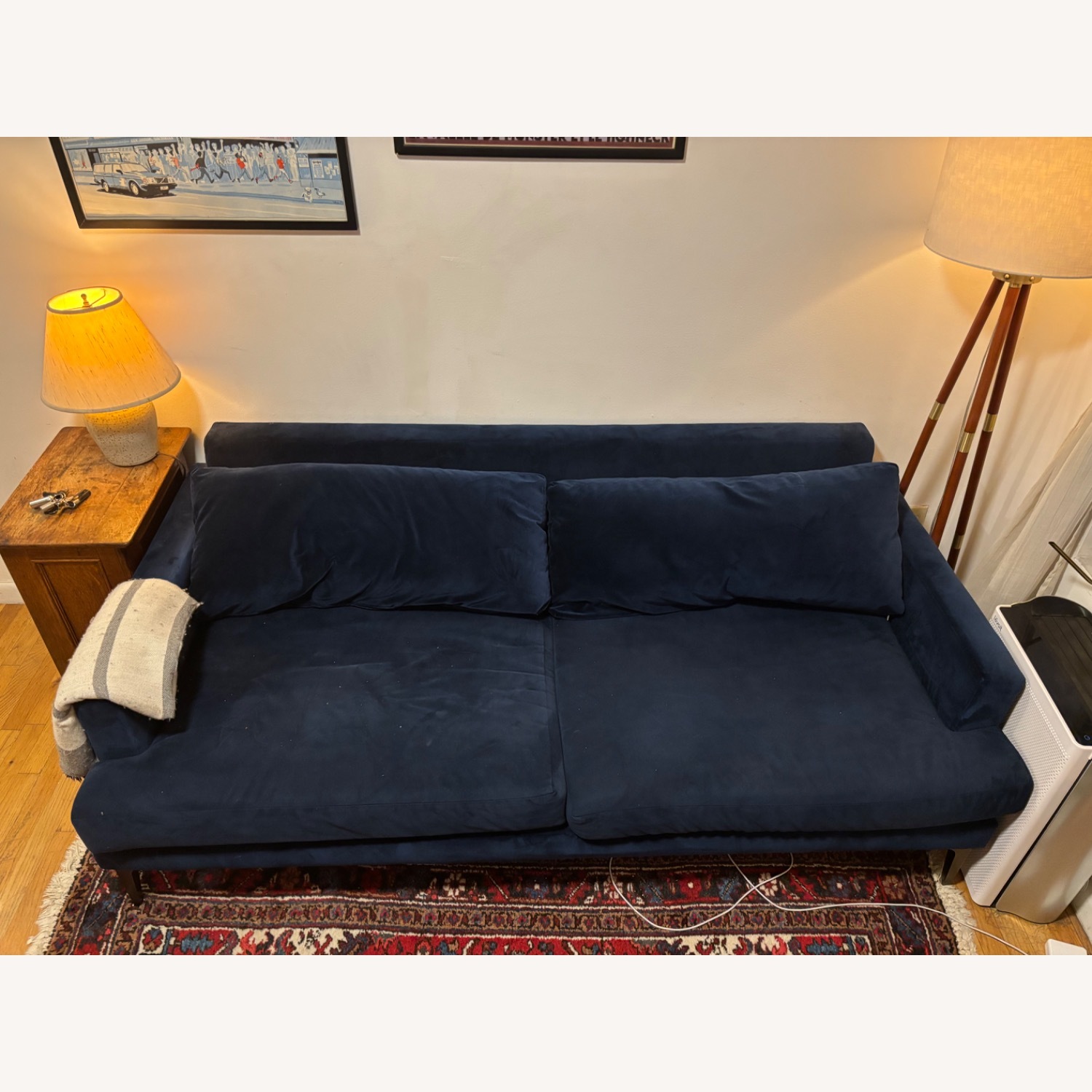 West Elm Andes Blue Velvet 2 Seater Sofa - image-2