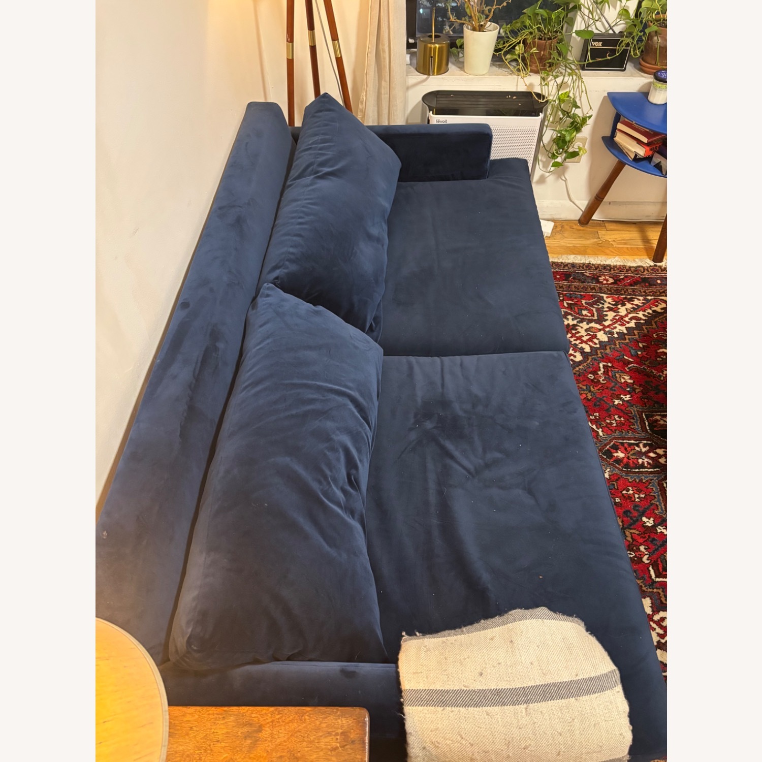 West Elm Andes Blue Velvet 2 Seater Sofa - image-4