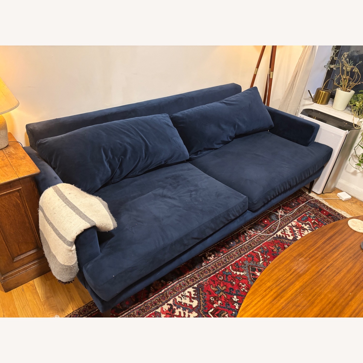 West Elm Andes Blue Velvet 2 Seater Sofa - image-1