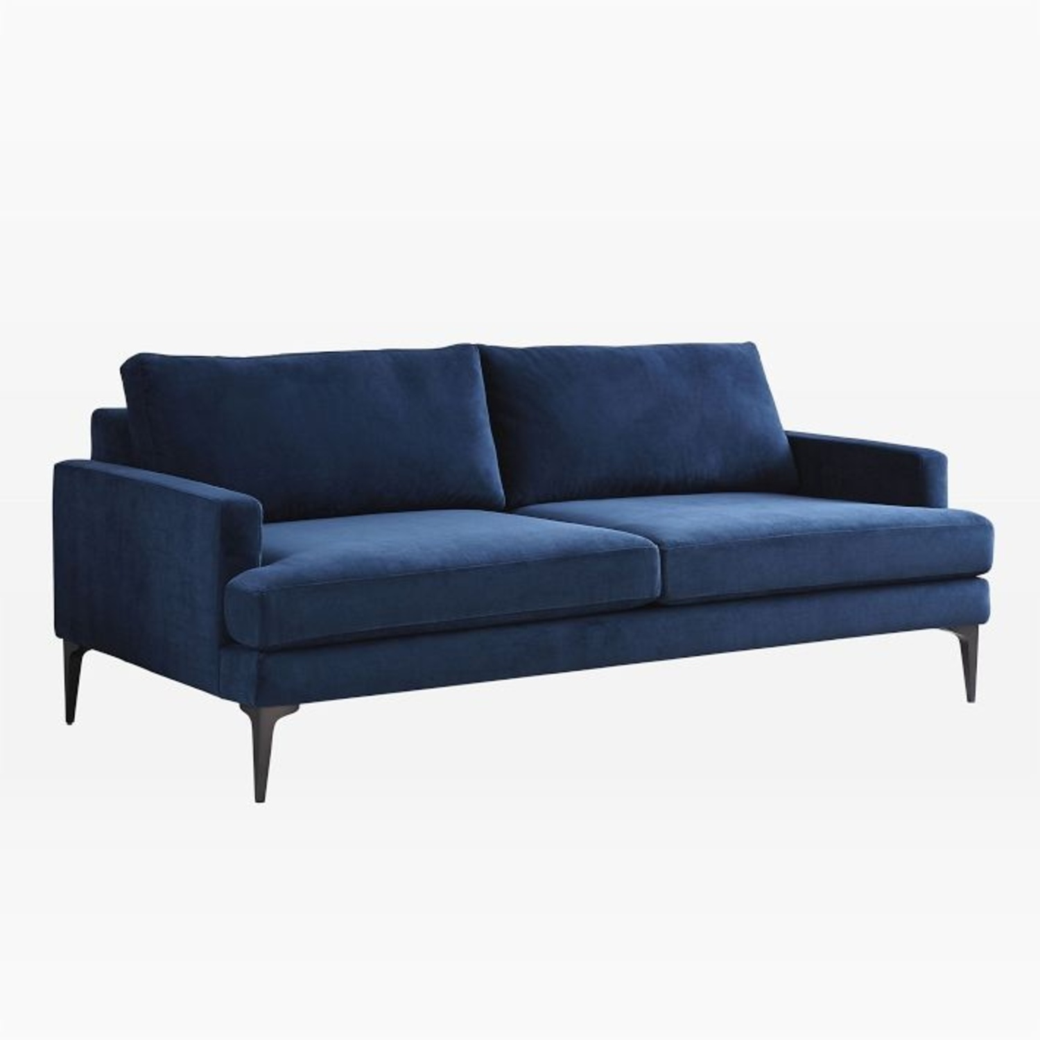 West Elm Andes Blue Velvet 2 Seater Sofa - image-0
