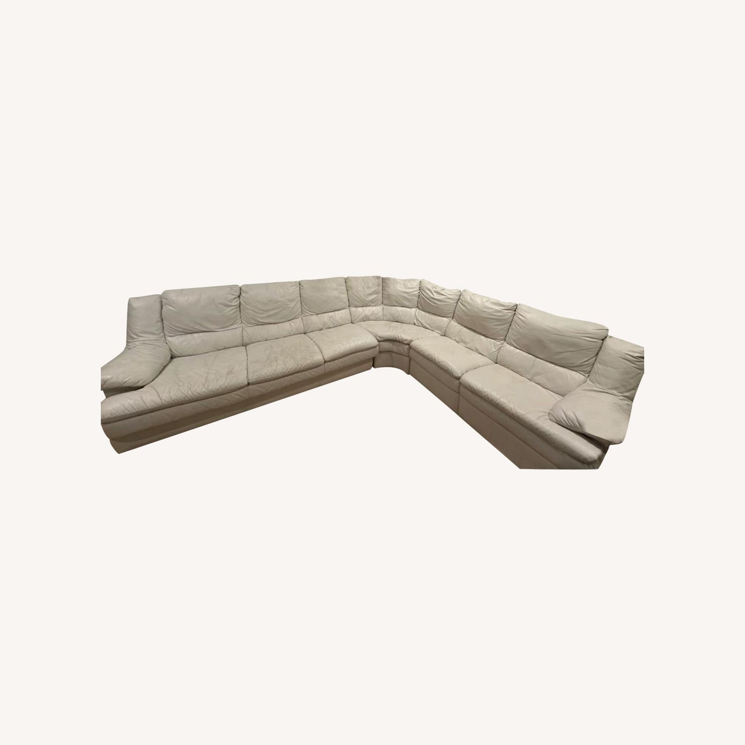 Natuzzi White Leather 3+ Seater Sofa - image-0