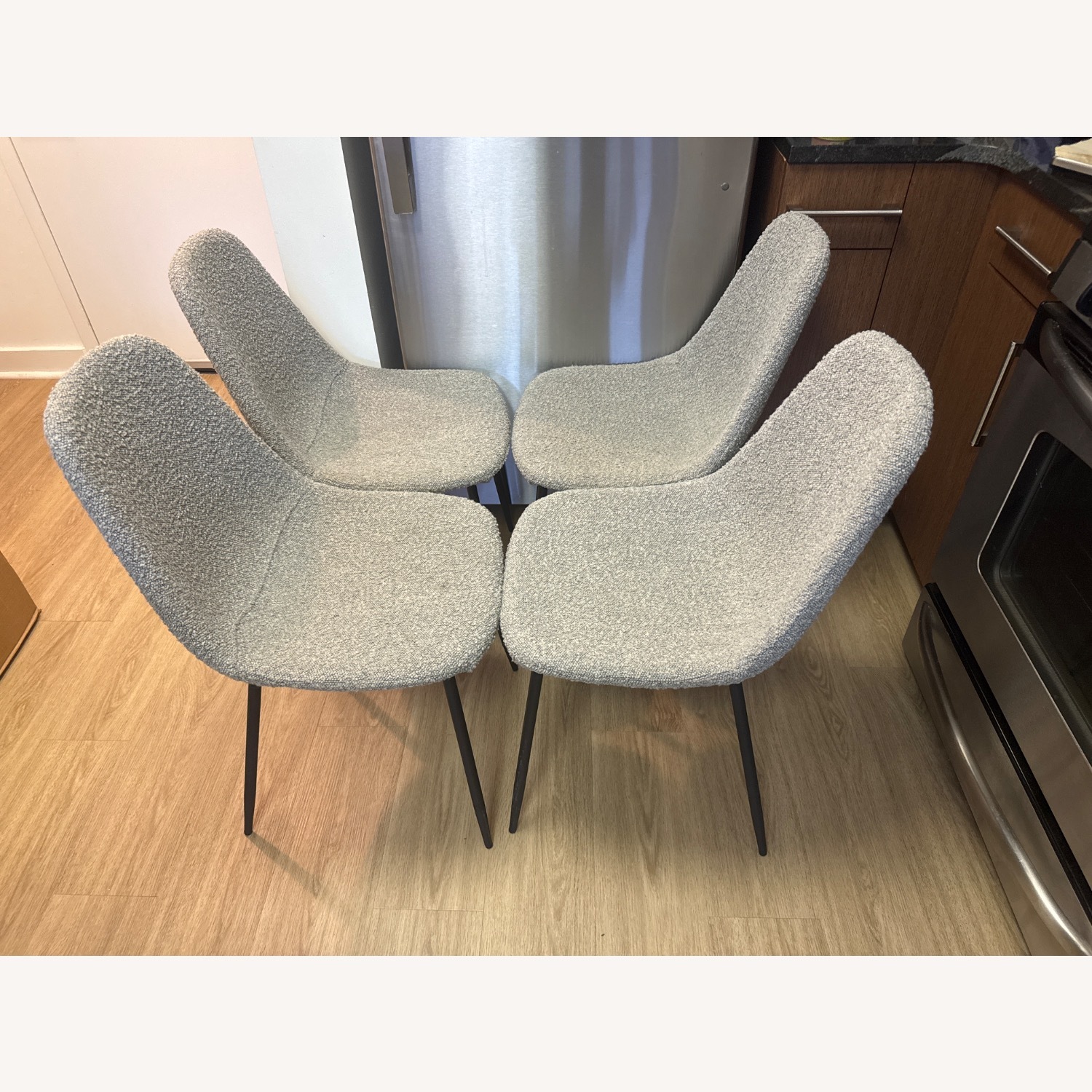 AllModern Kody Light Gray Boucle Dining Chairs - image-4