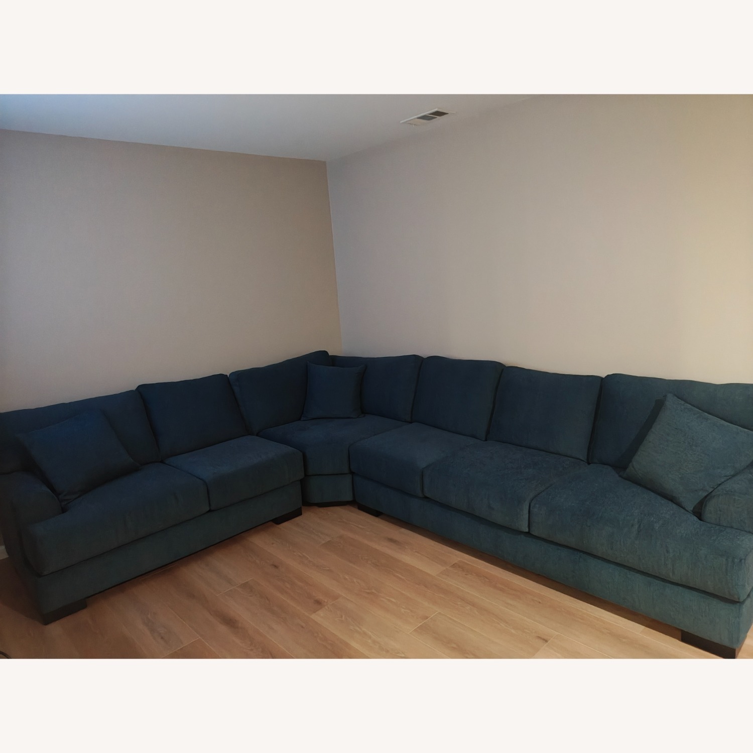 Living Spaces Santo Foam Blue Fabric 3+ Piece Sectional  - image-3