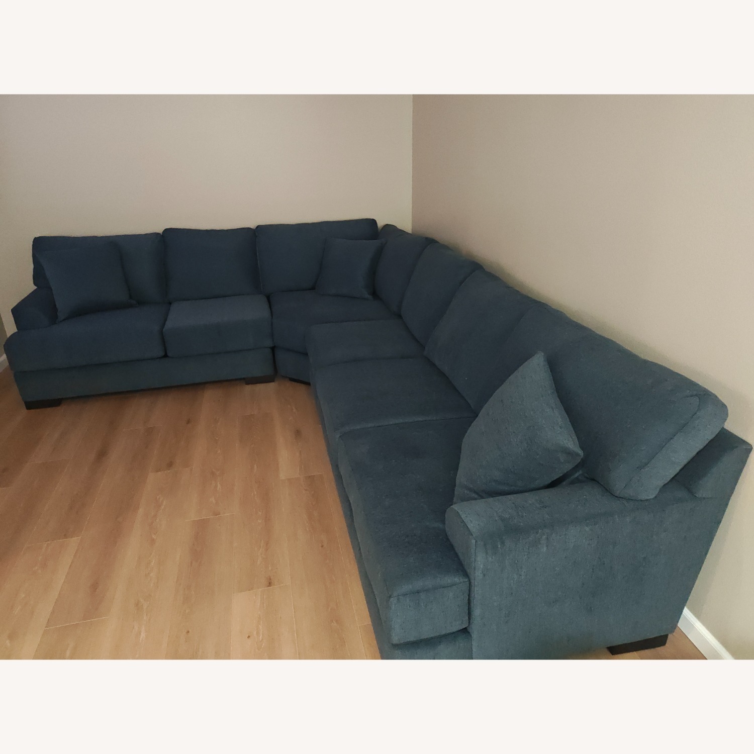 Living Spaces Santo Foam Blue Fabric 3+ Piece Sectional  - image-2