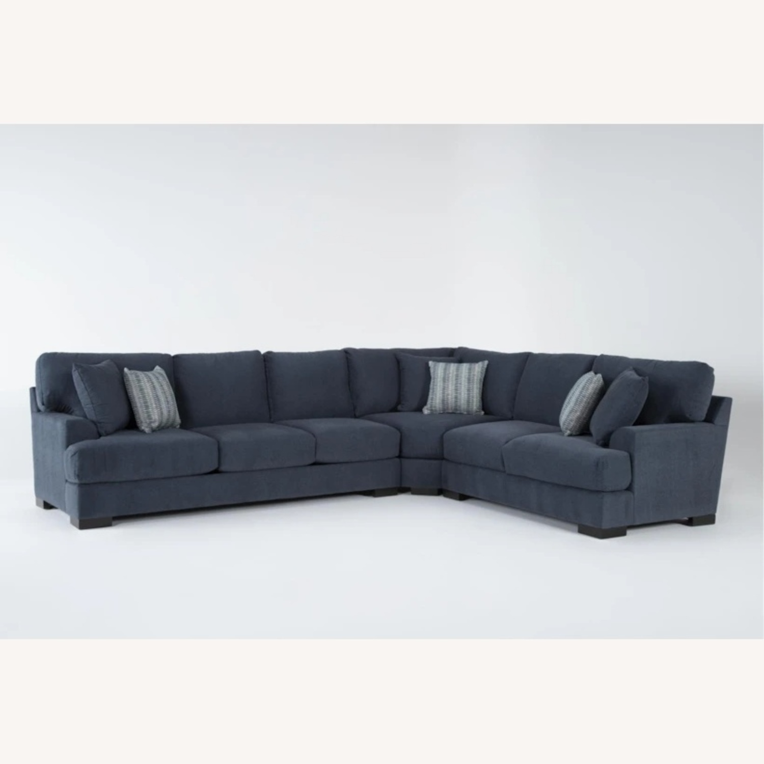 Living Spaces Santo Foam Blue Fabric 3+ Piece Sectional  - image-4