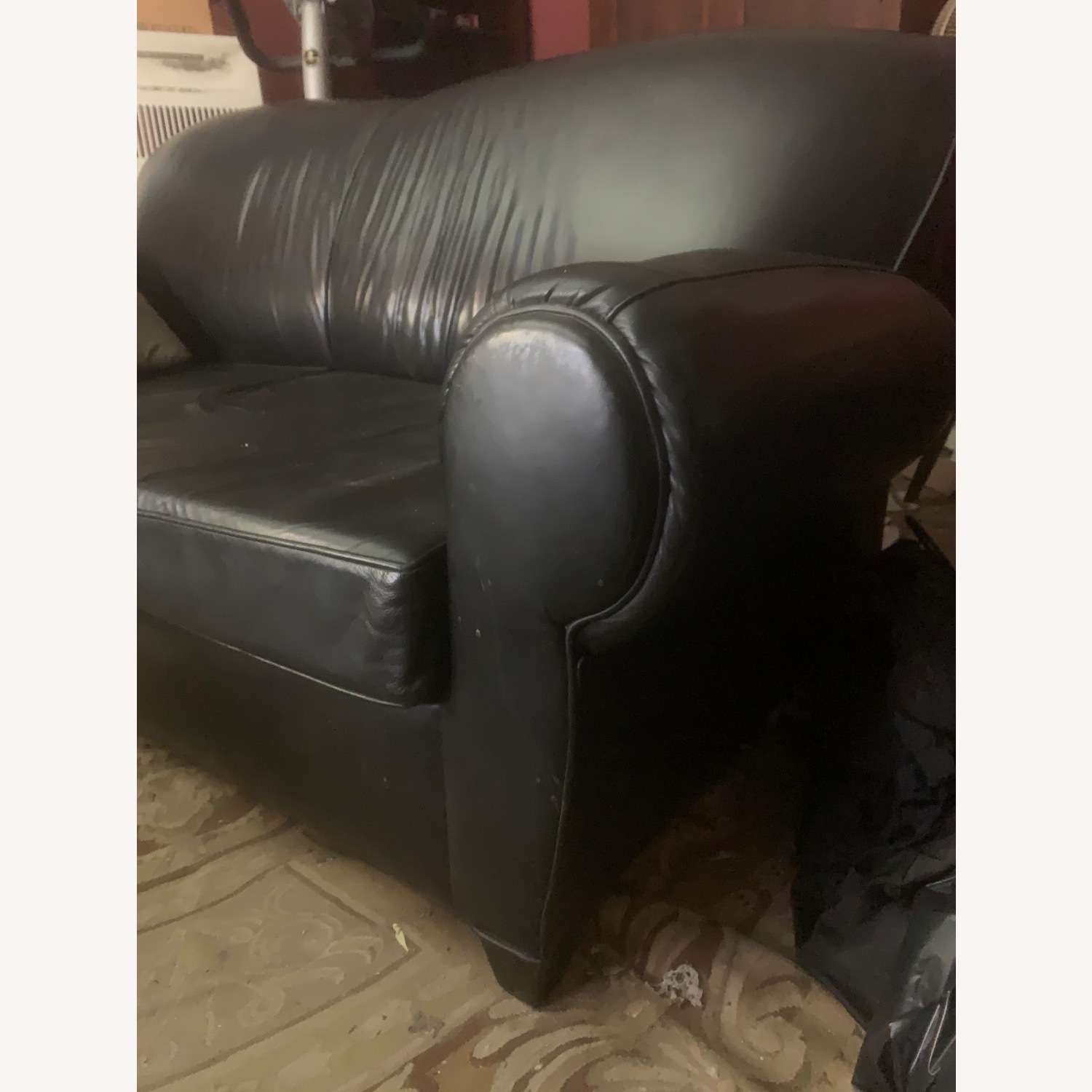 Pottery Barn Manhattan Black Leather Sleeper Sofa - image-3