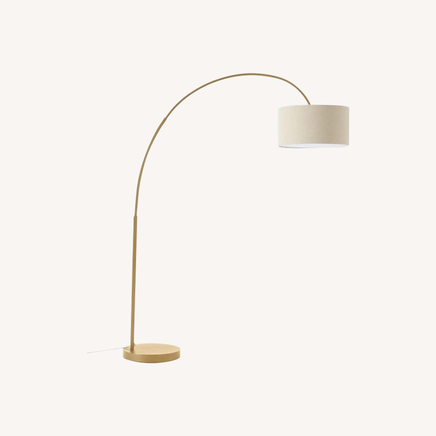 West Elm Overarching Linen Shade Floor Lamp 79" - image-0