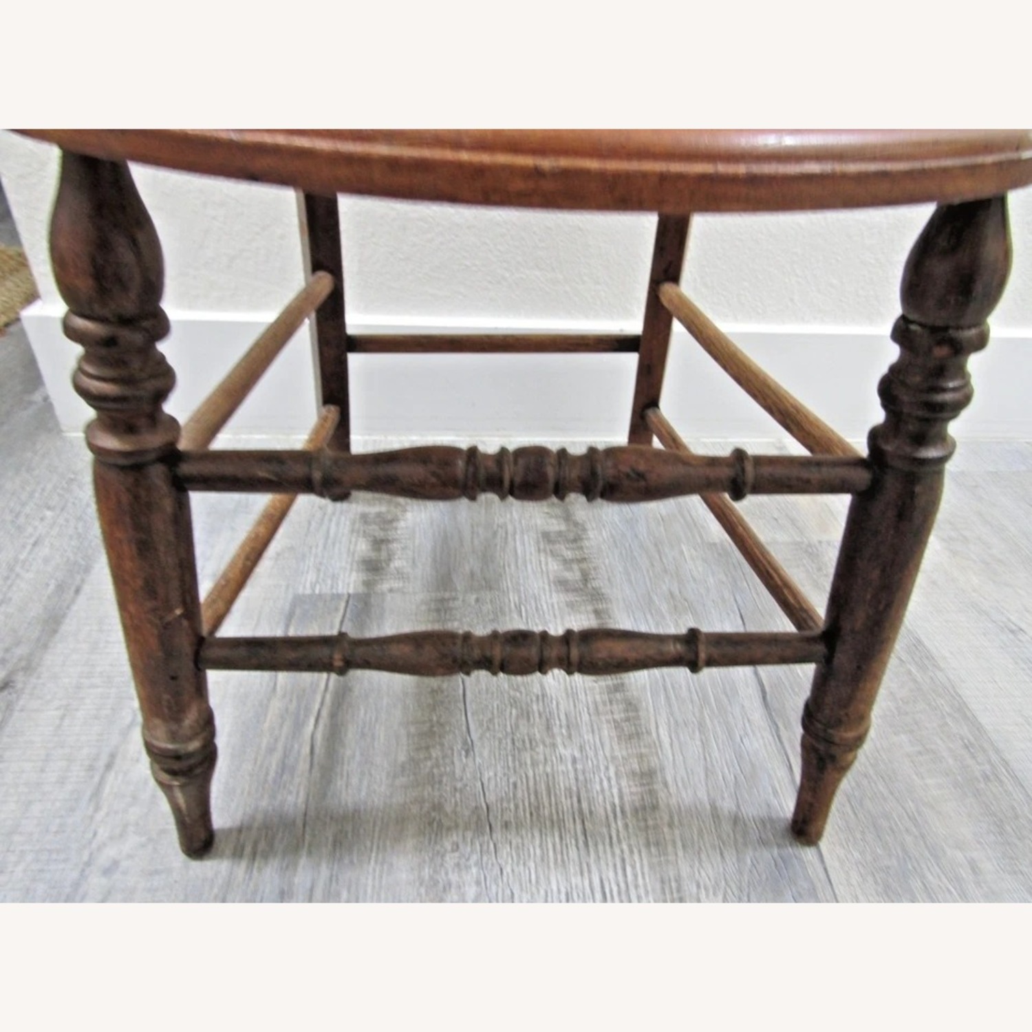 Antique Tell City Carved Ladder Hip Hugger Chair - image-4