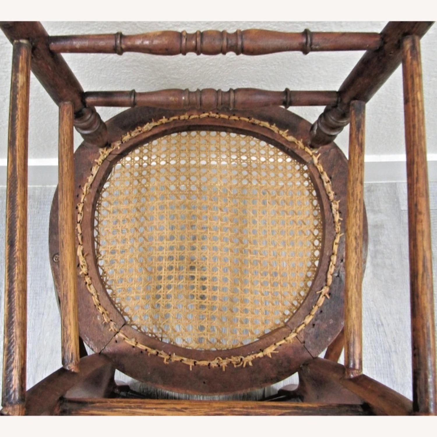 Antique Tell City Carved Ladder Hip Hugger Chair - image-15