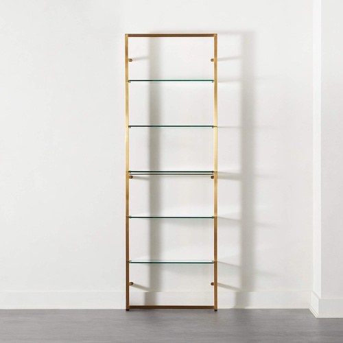 Used CB2 Tesso Brass Metal Wall Mount Bookshelf for sale on AptDeco