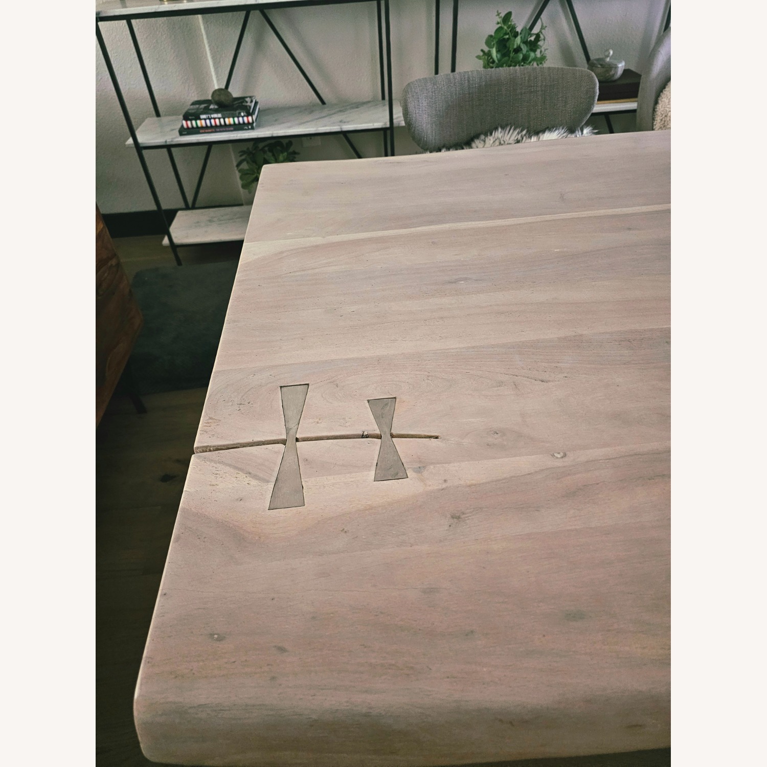 CB2 Landscape 95" Rectangular White Washed Wood Dining Table - image-3