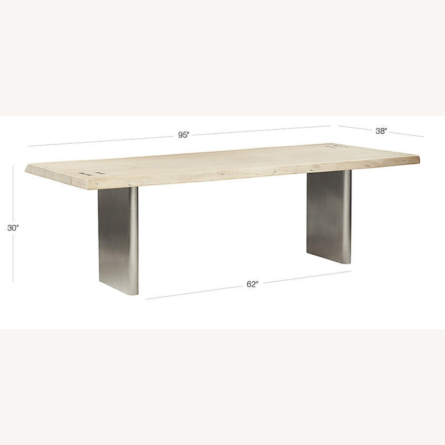 CB2 Landscape 95" Rectangular White Washed Wood Dining Table - image-9