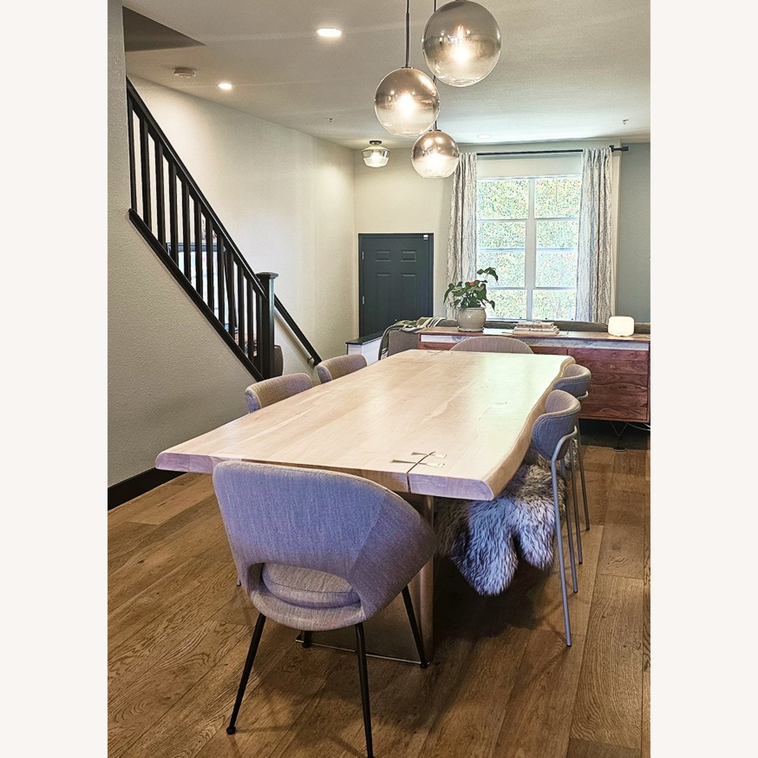 CB2 Landscape 95" Rectangular White Washed Wood Dining Table - image-1