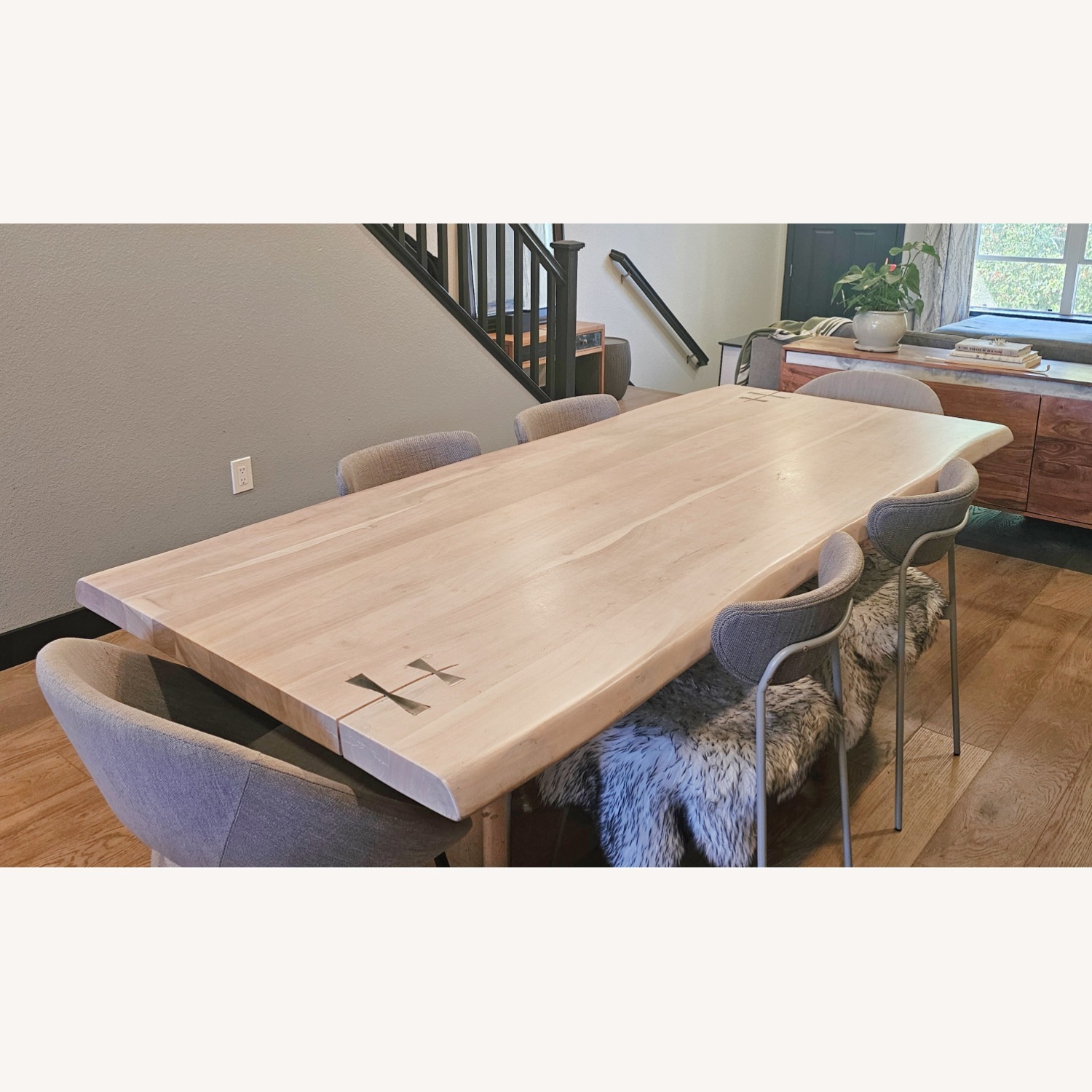 CB2 Landscape 95" Rectangular White Washed Wood Dining Table - image-2