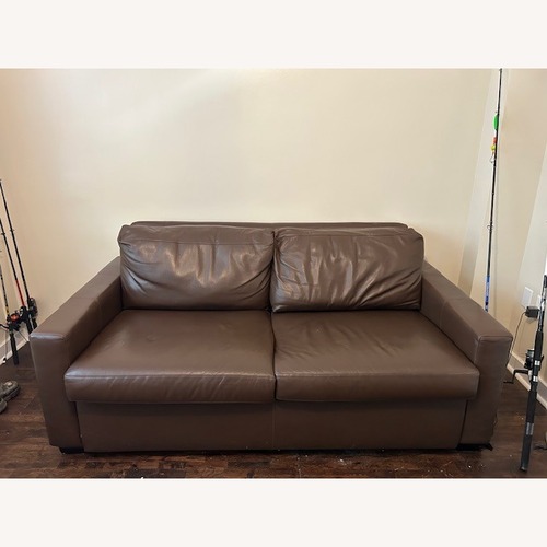 Used Haverty's Dark Brown Leather Sleeper Sofa for sale on AptDeco